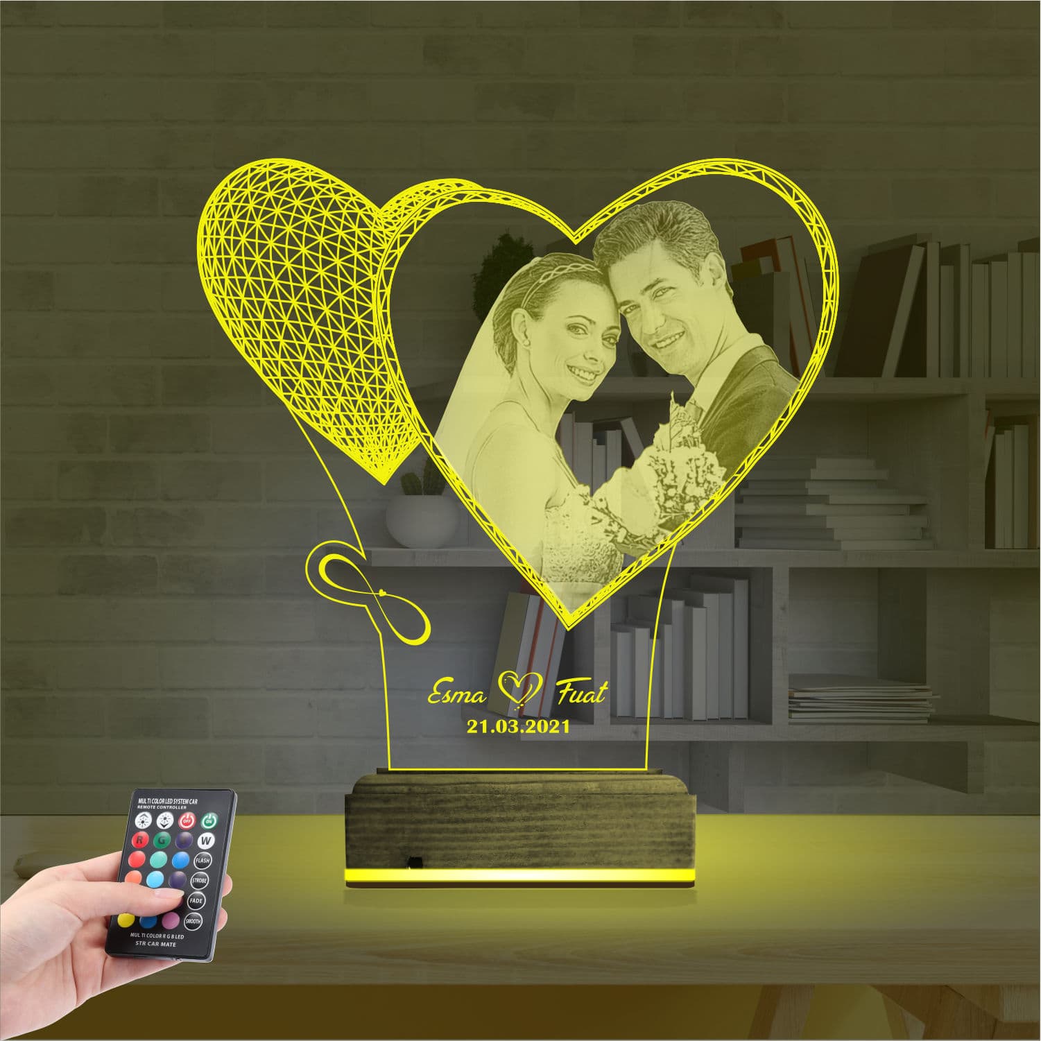 Свадебное фото в сердце — 3D LED Ночник | Подарок на годовщину 5
