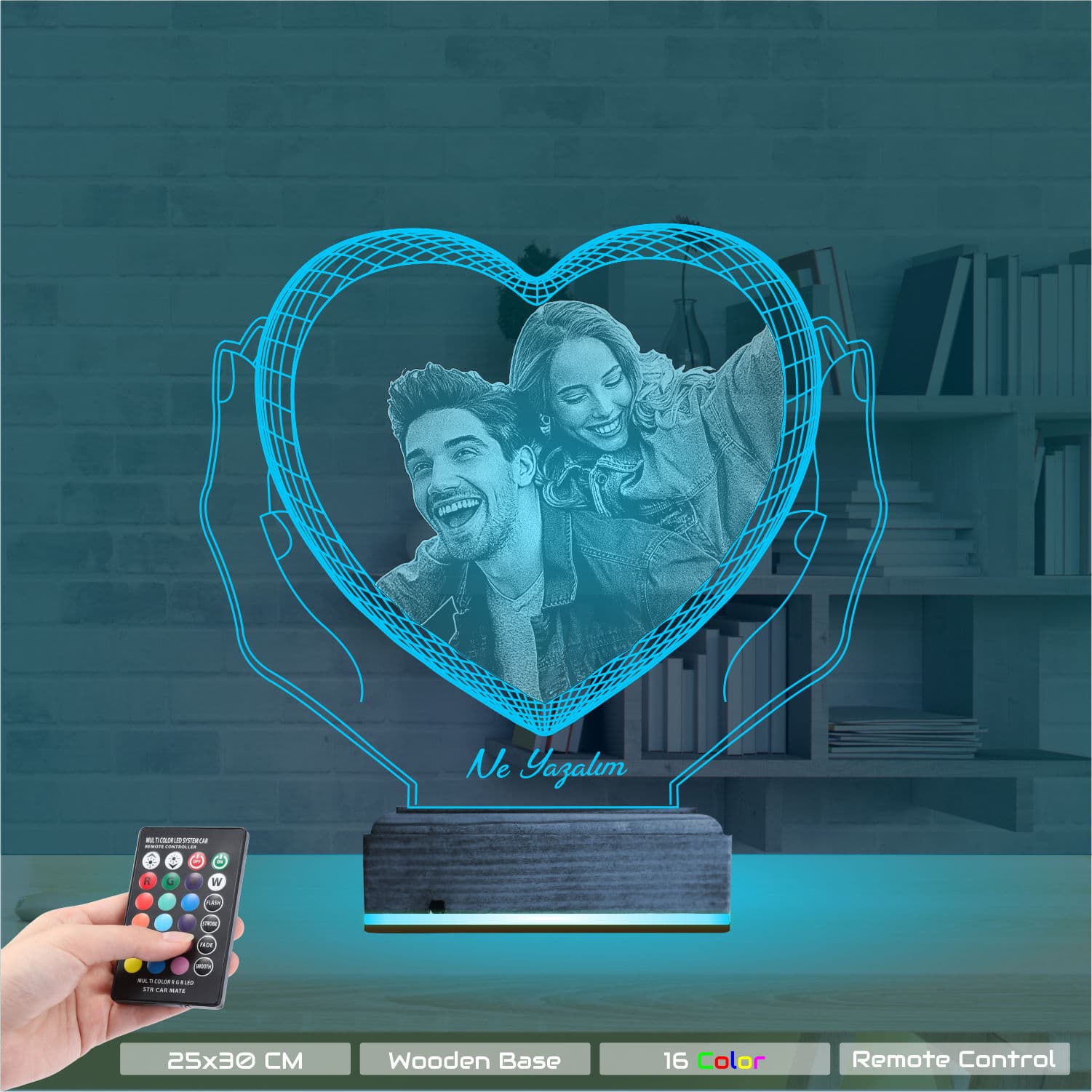 Влюбленная пара в сердце — 3D LED Ночник | Романтический подарок 9