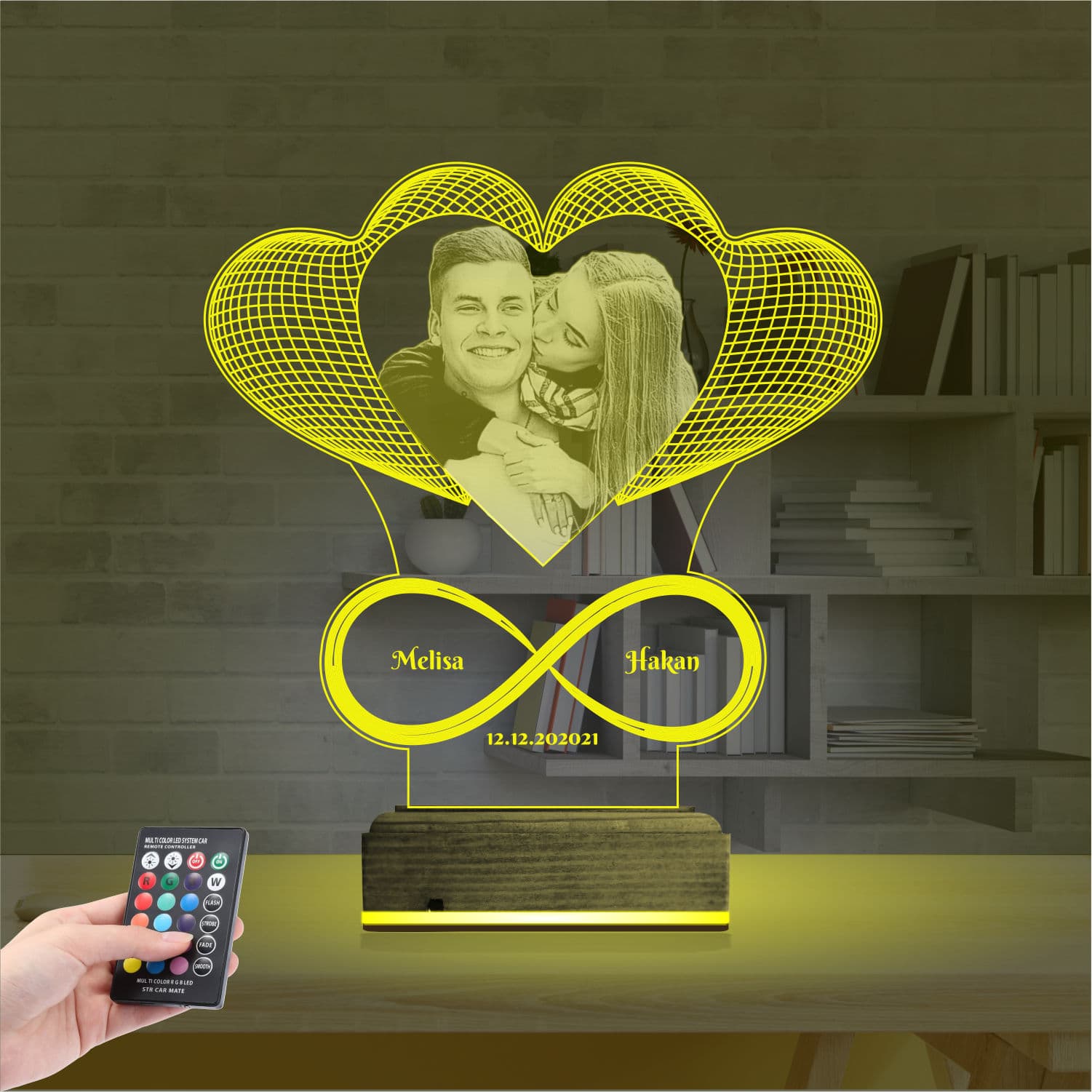 Сердца и бесконечность с фото — 3D LED Ночник | Годовщина 5