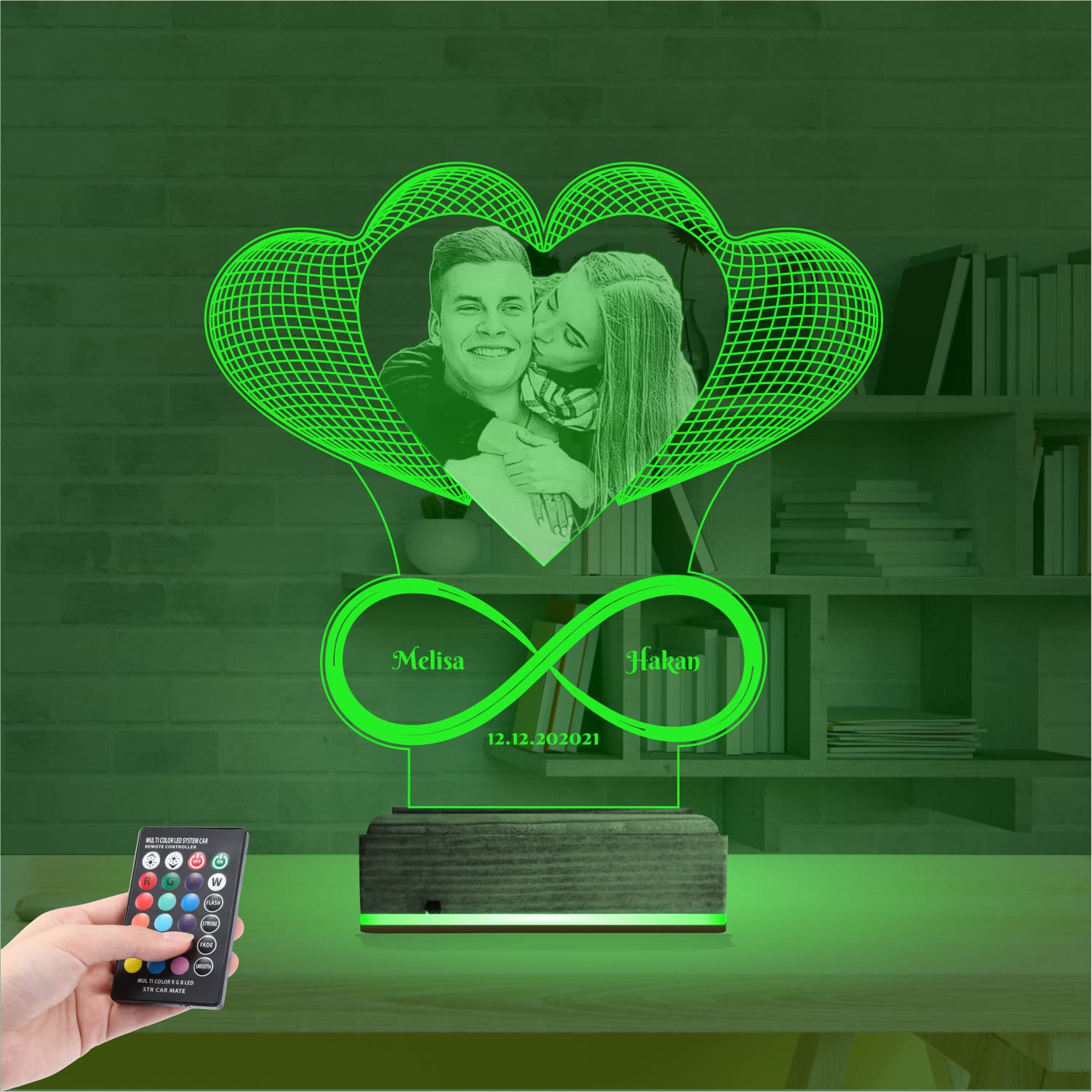 Сердца и бесконечность с фото — 3D LED Ночник | Годовщина 6