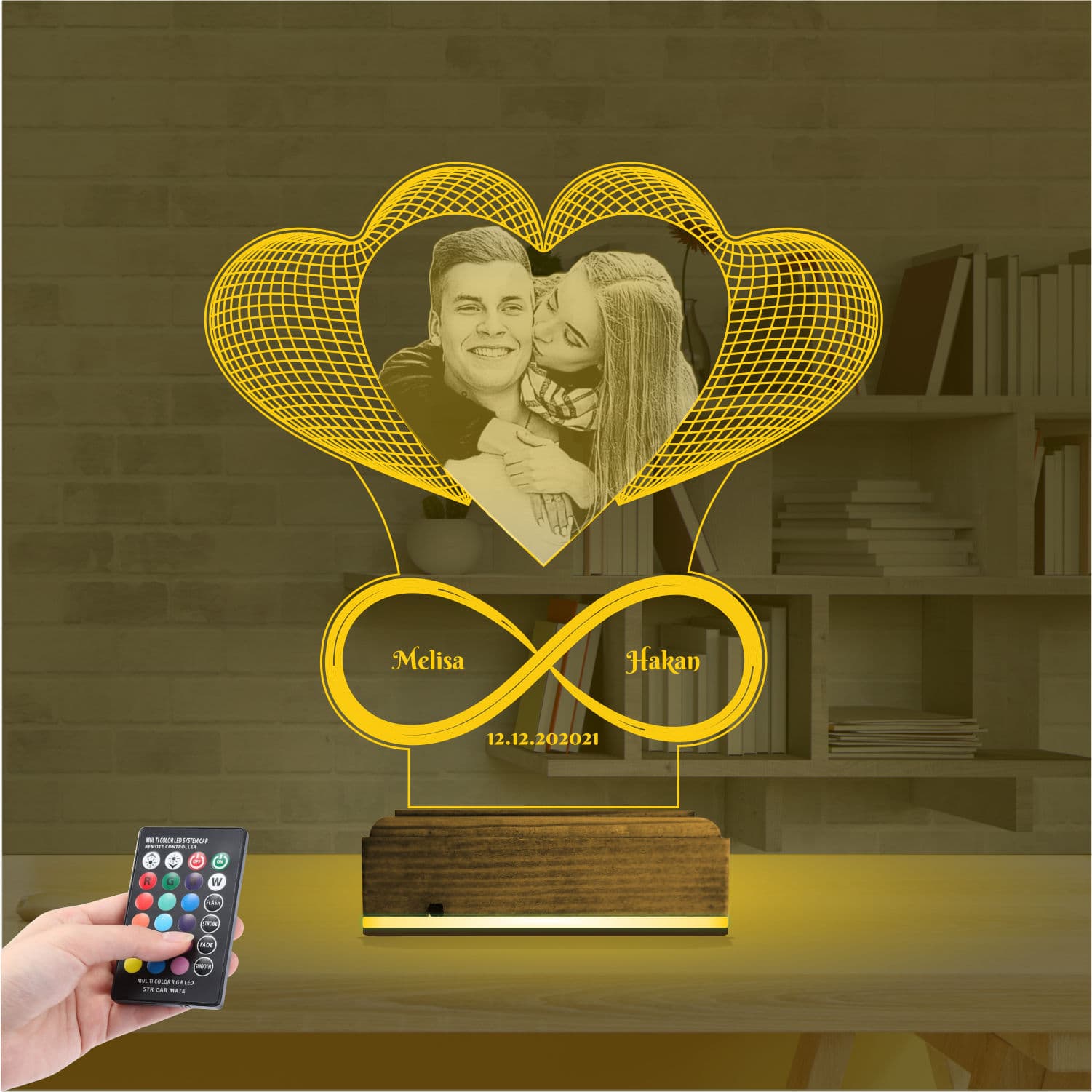 Сердца и бесконечность с фото — 3D LED Ночник | Годовщина 8