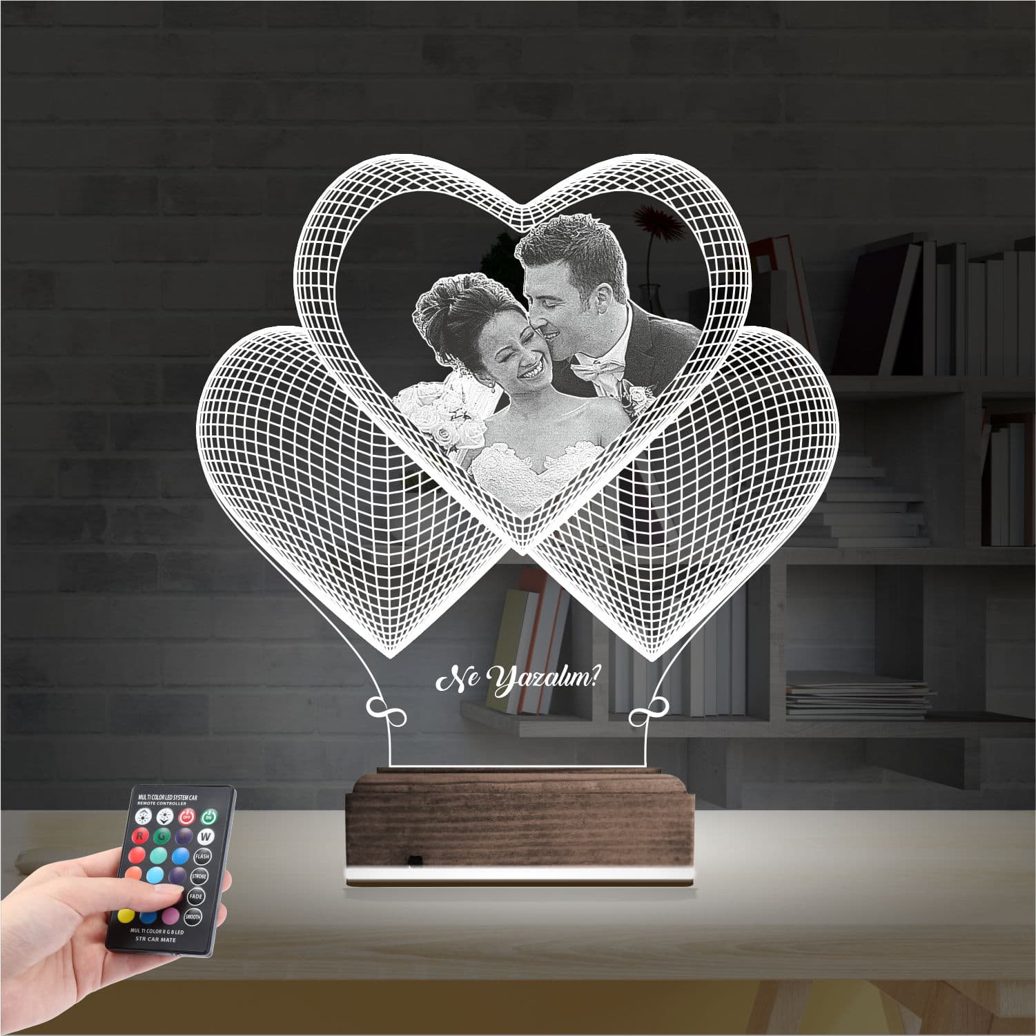 Сердца с Вашим Фото 3D Ночник 2