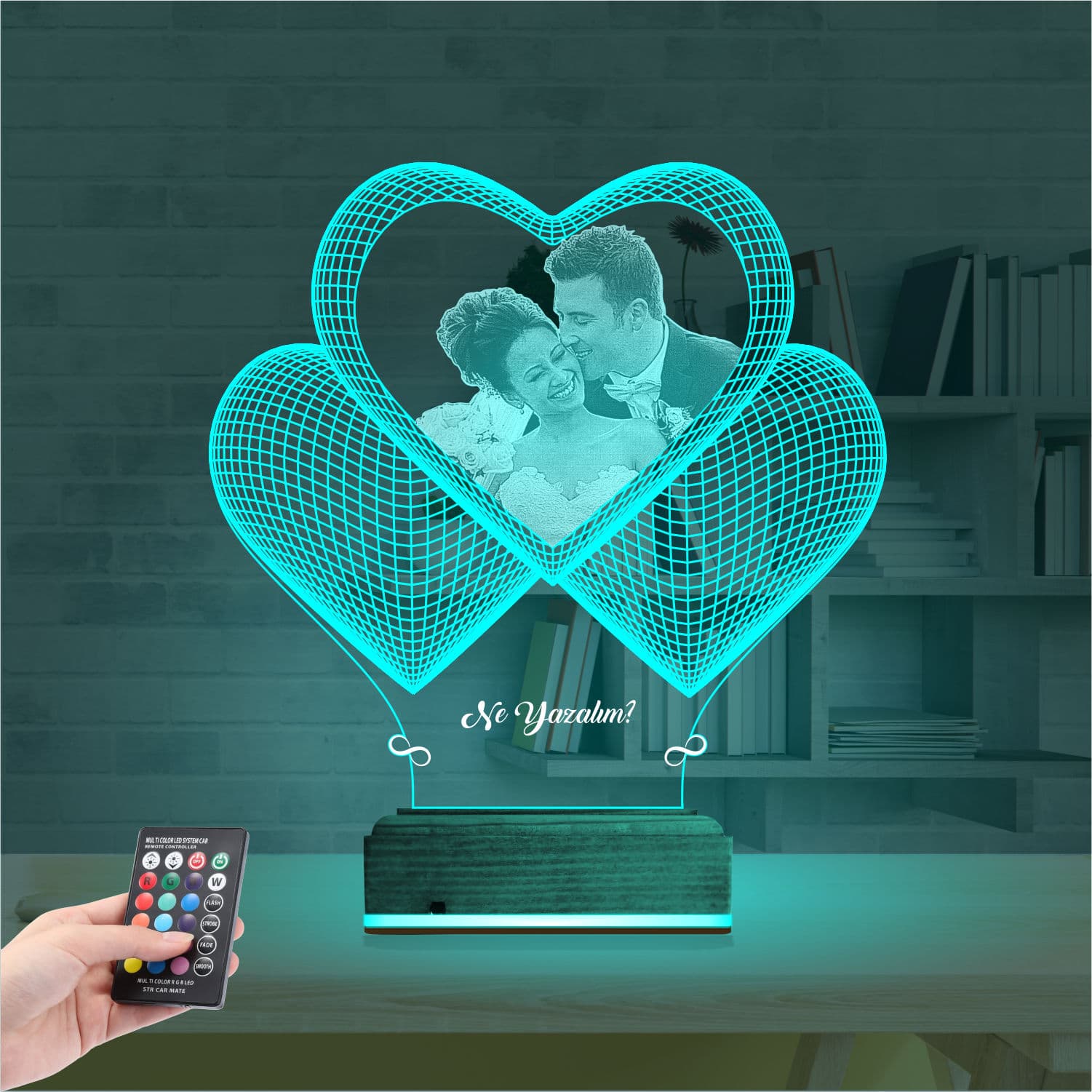 Сердца с Вашим Фото 3D Ночник 3