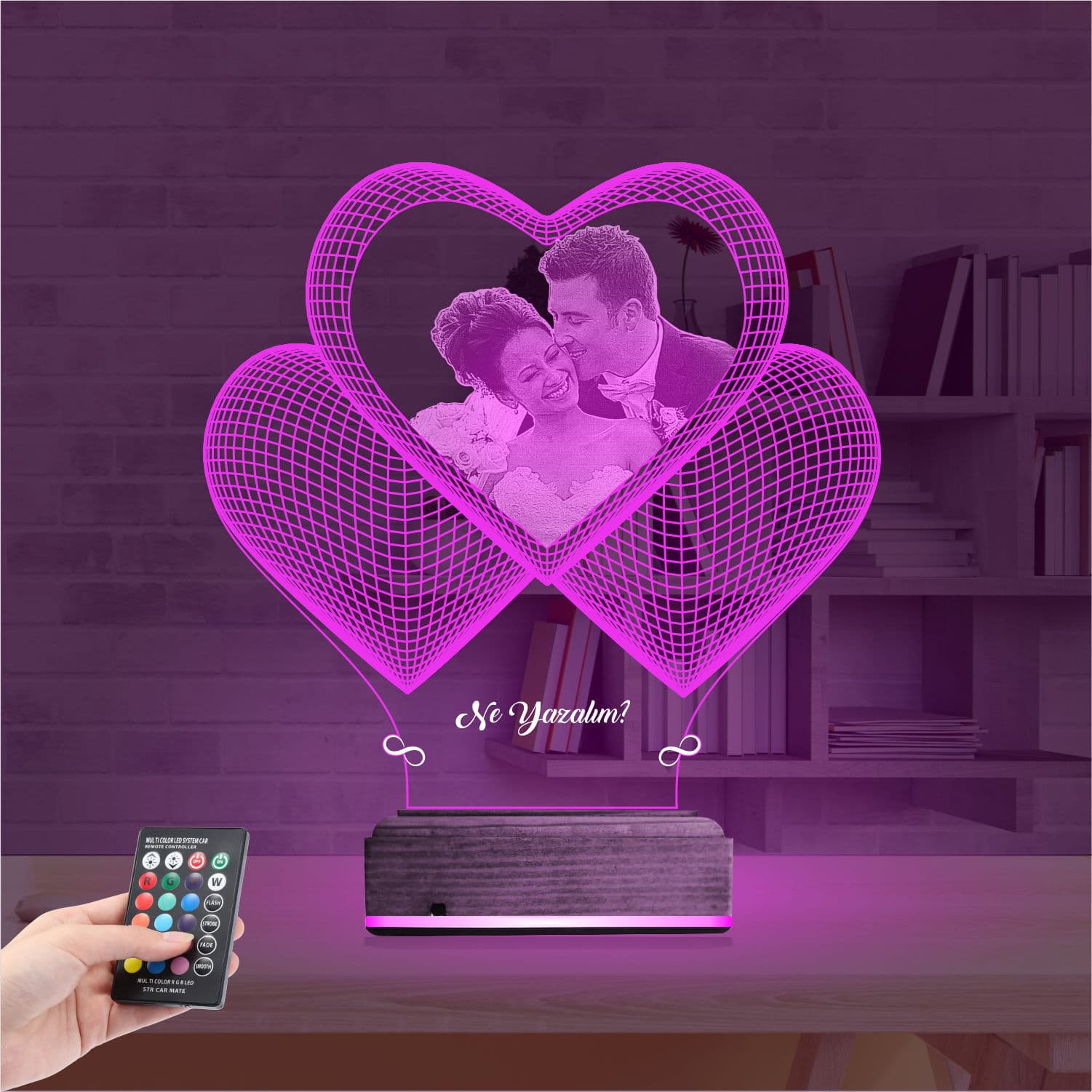 Сердца с Вашим Фото 3D Ночник 4