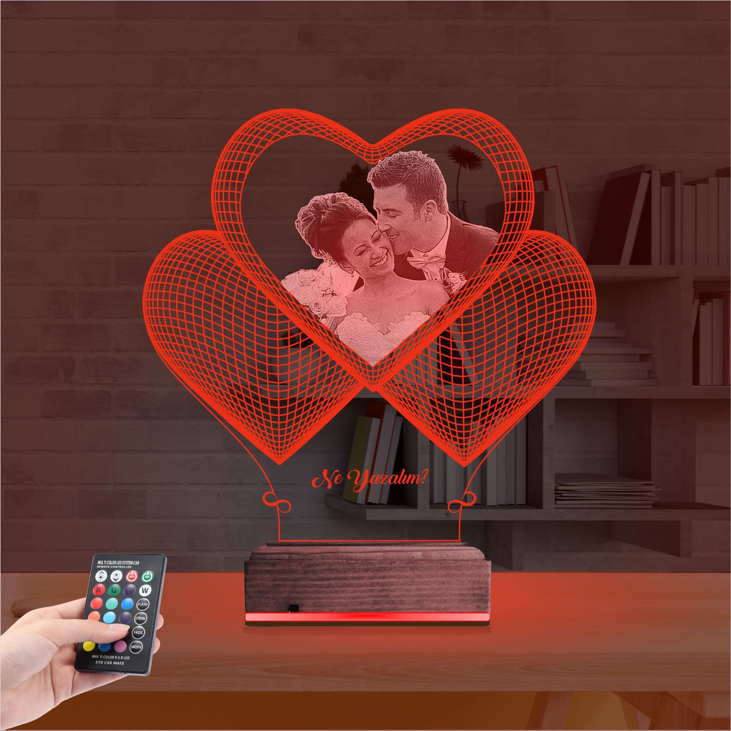 Сердца с Вашим Фото 3D Ночник 7