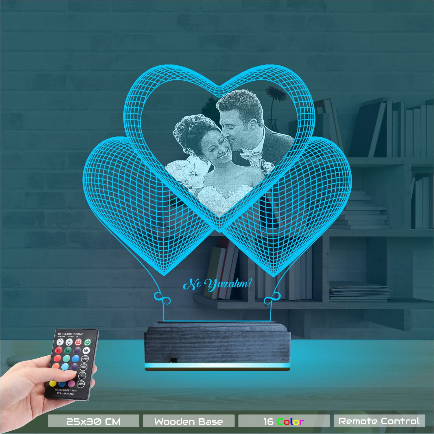 Сердца с Вашим Фото 3D Ночник 9