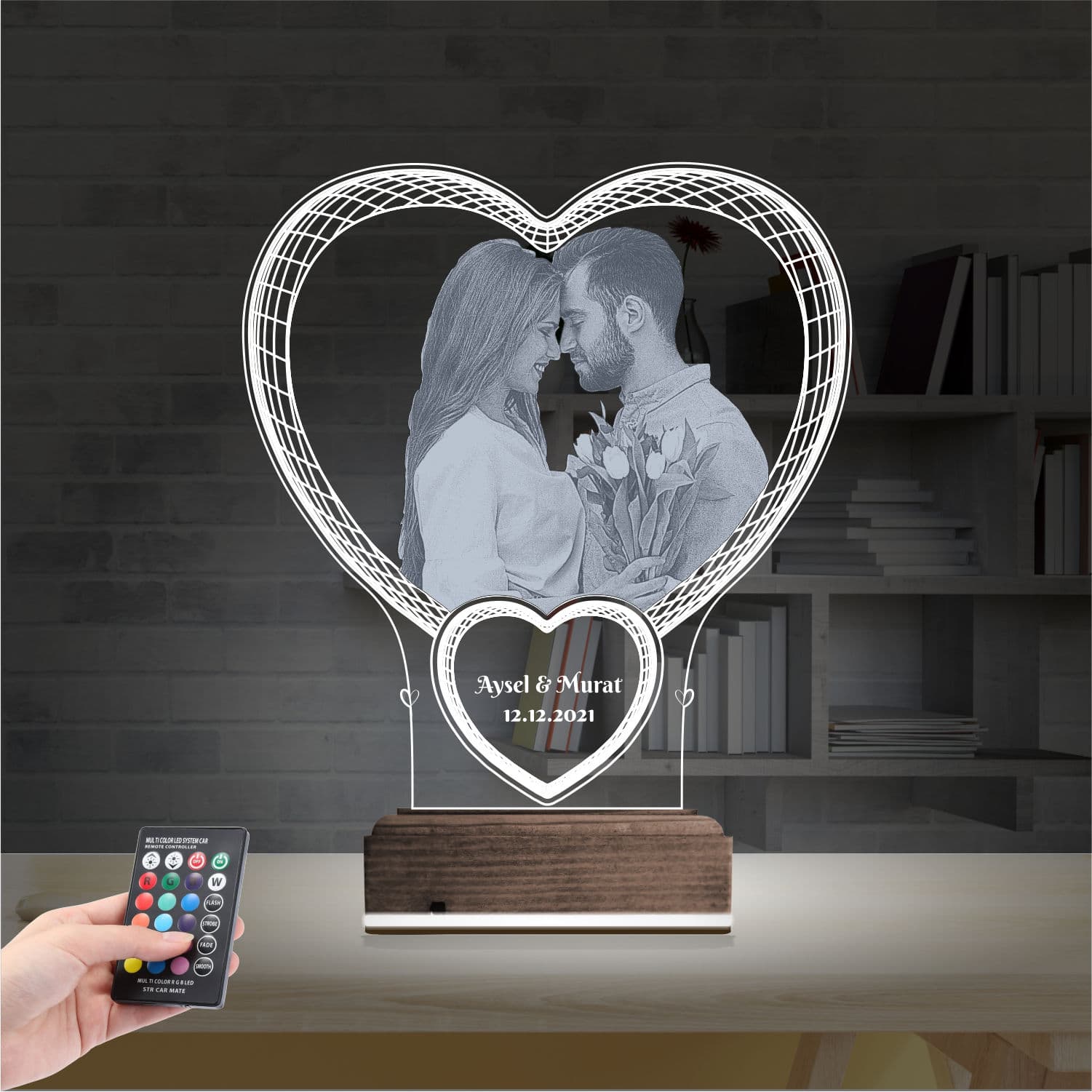 Сердце с фото — 3D LED Ночник | Подарок на годовщину 2