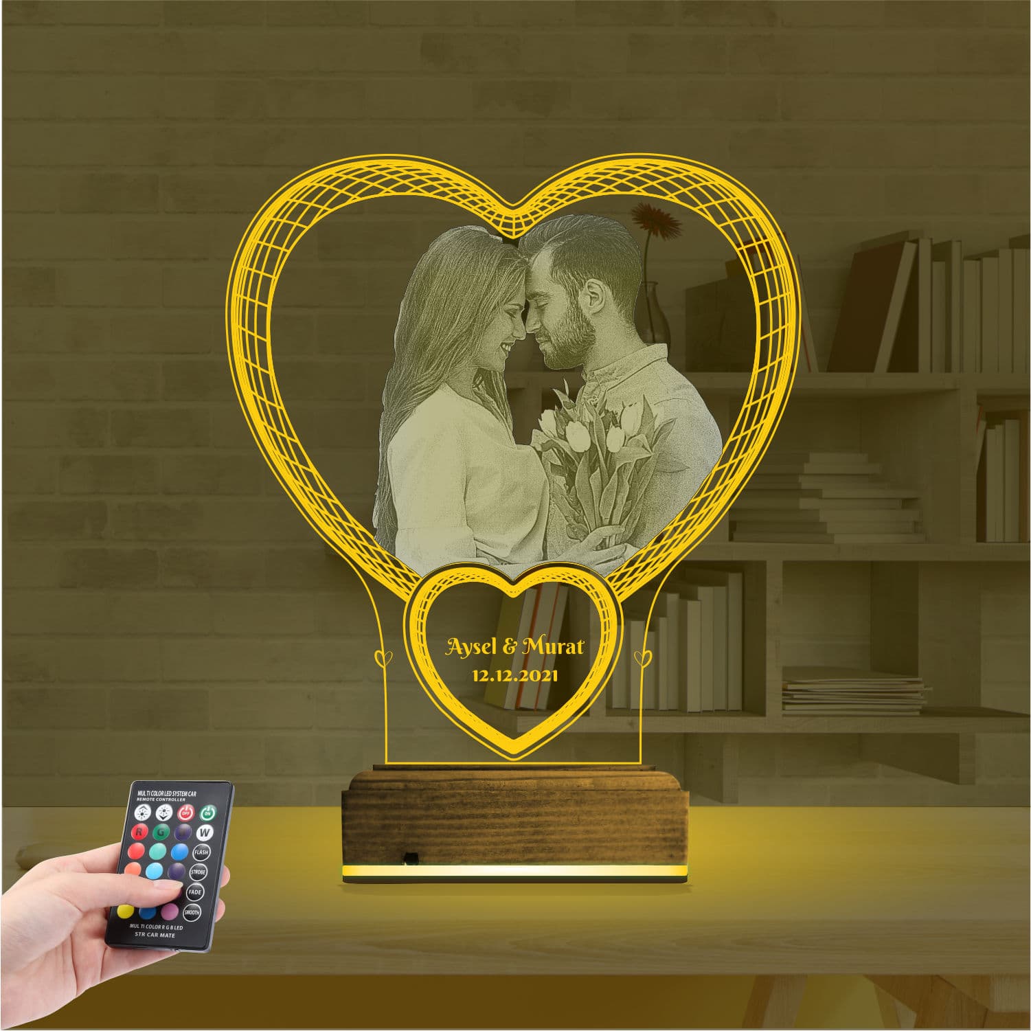 Сердце с фото — 3D LED Ночник | Подарок на годовщину 8