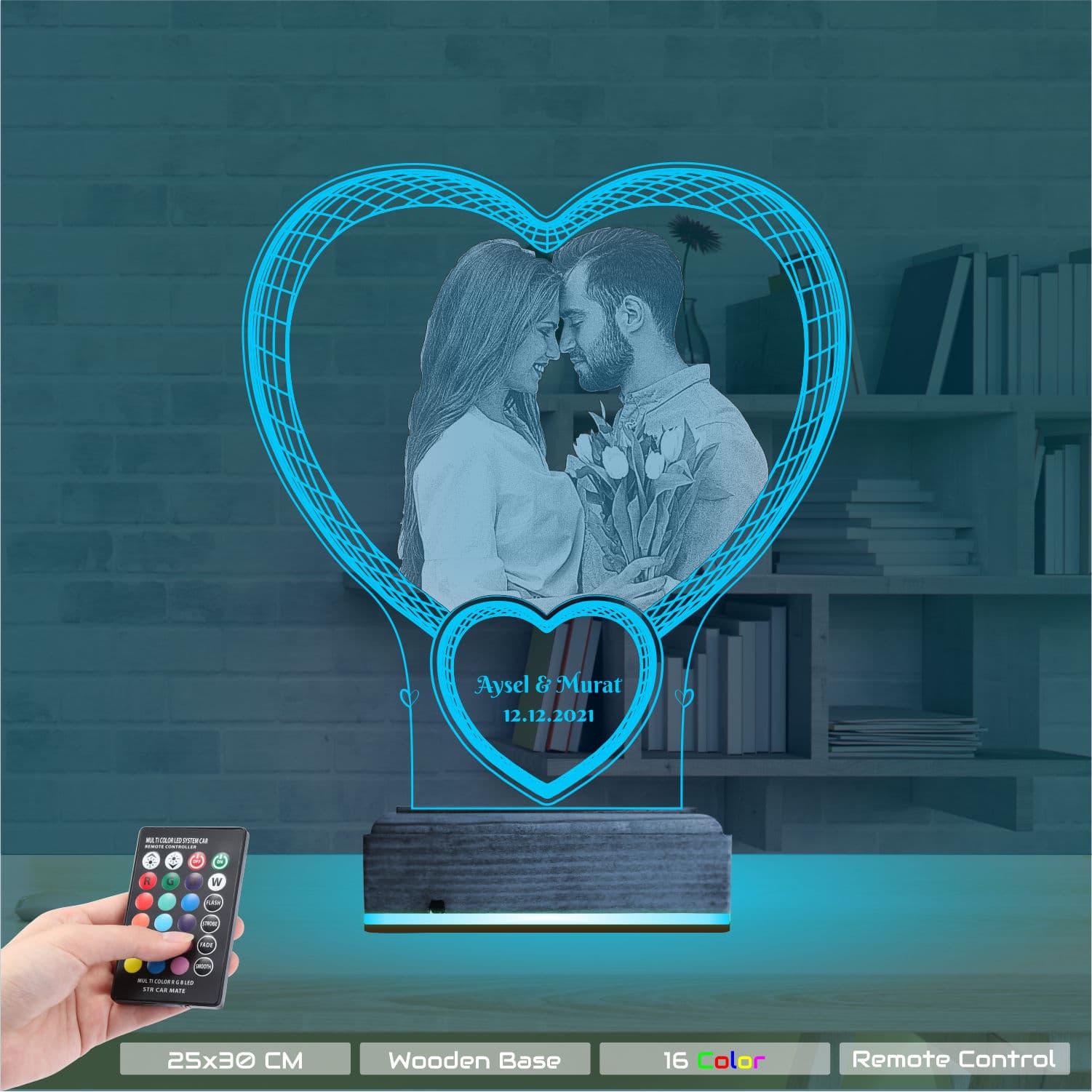 Сердце с фото — 3D LED Ночник | Подарок на годовщину 9