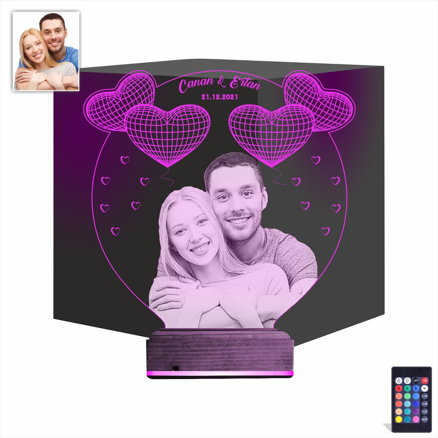 Фото и Сердца — 3D LED Ночник | Романтический подарок 1