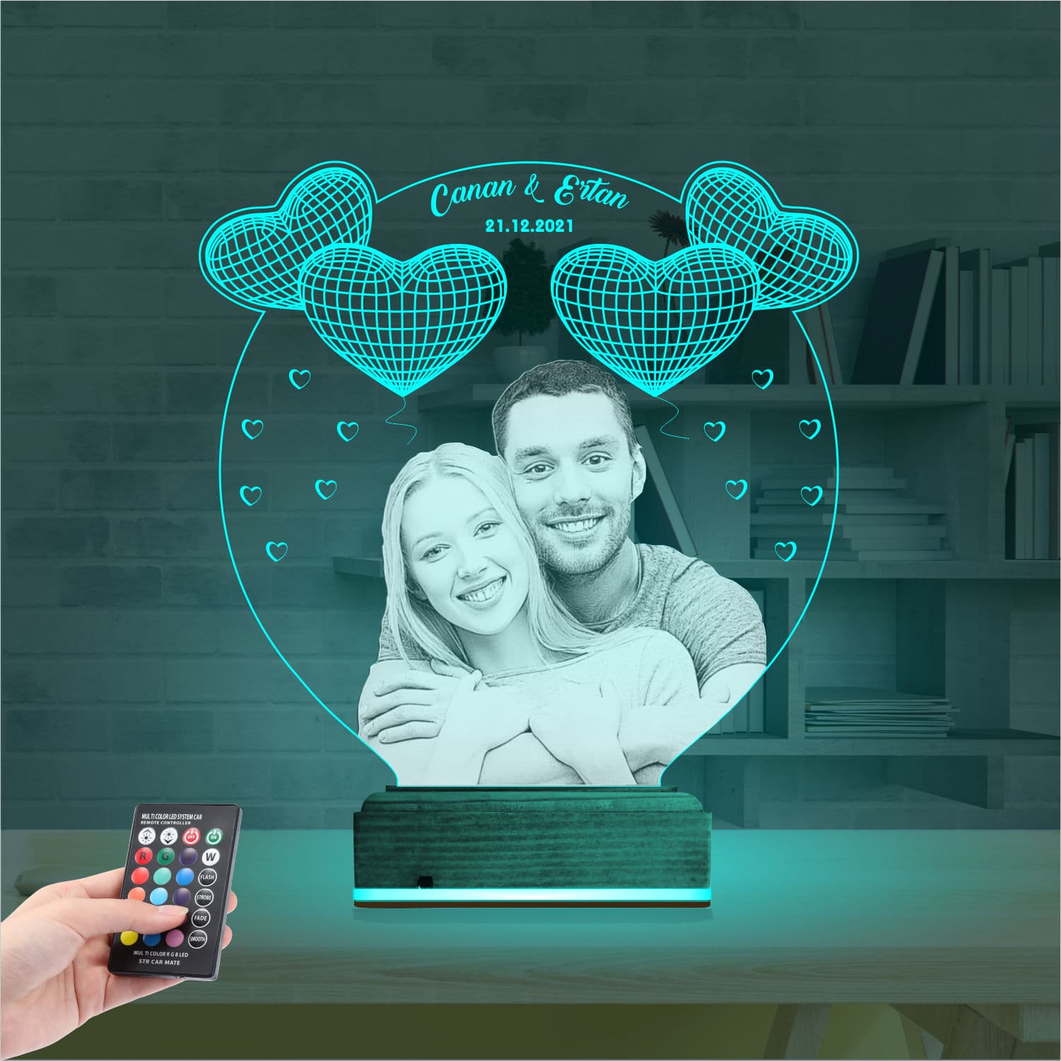 Фото и Сердца — 3D LED Ночник | Романтический подарок 3