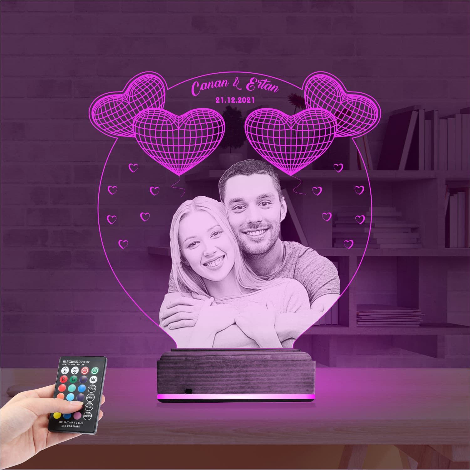 Фото и Сердца — 3D LED Ночник | Романтический подарок 4