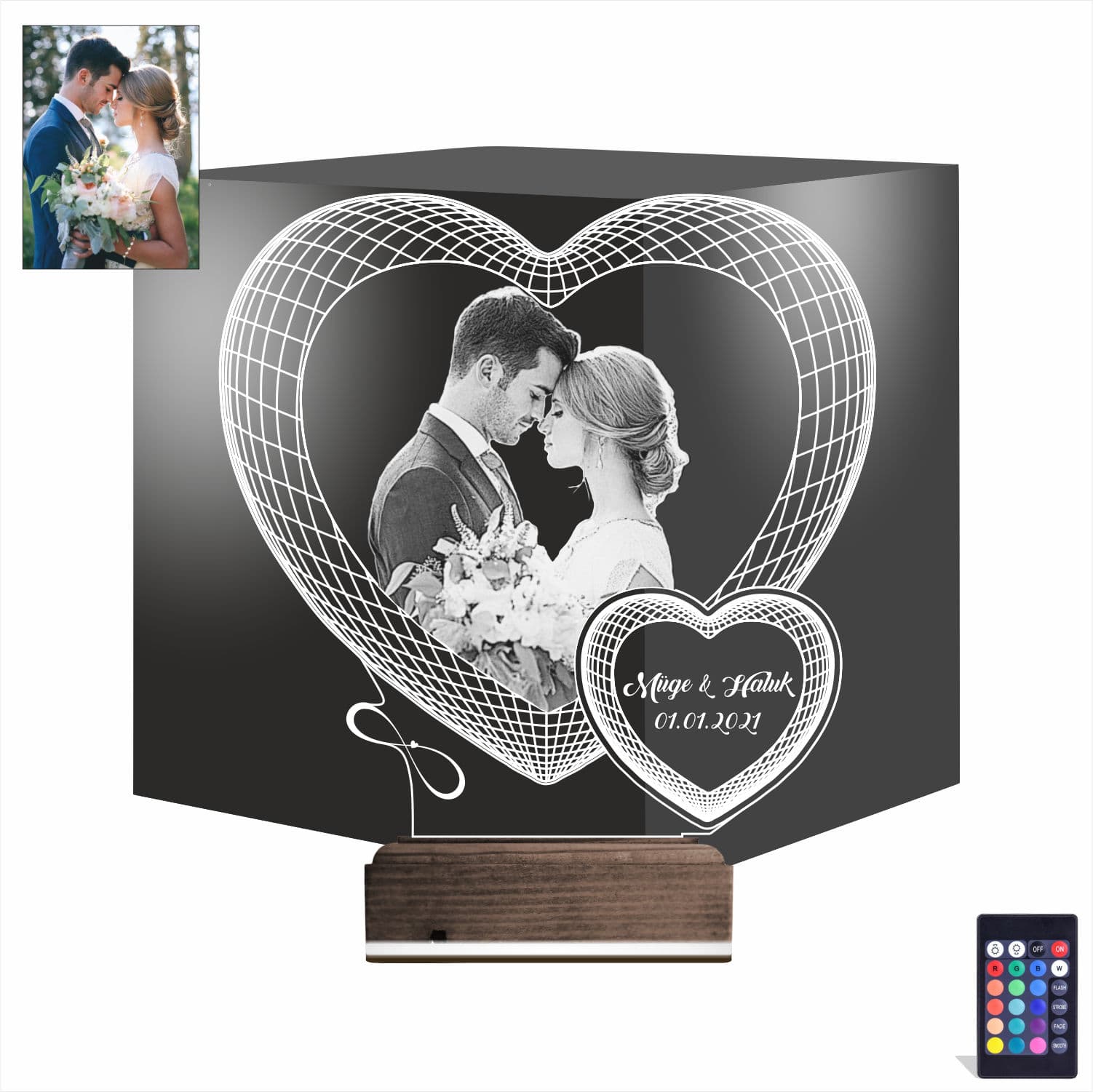Пара в сердце — 3D LED Ночник | Подарок на годовщину 1