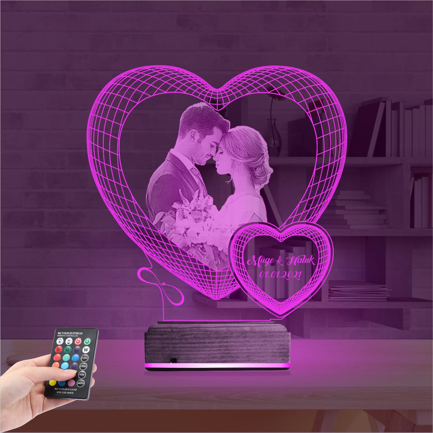 Пара в сердце — 3D LED Ночник | Подарок на годовщину 4