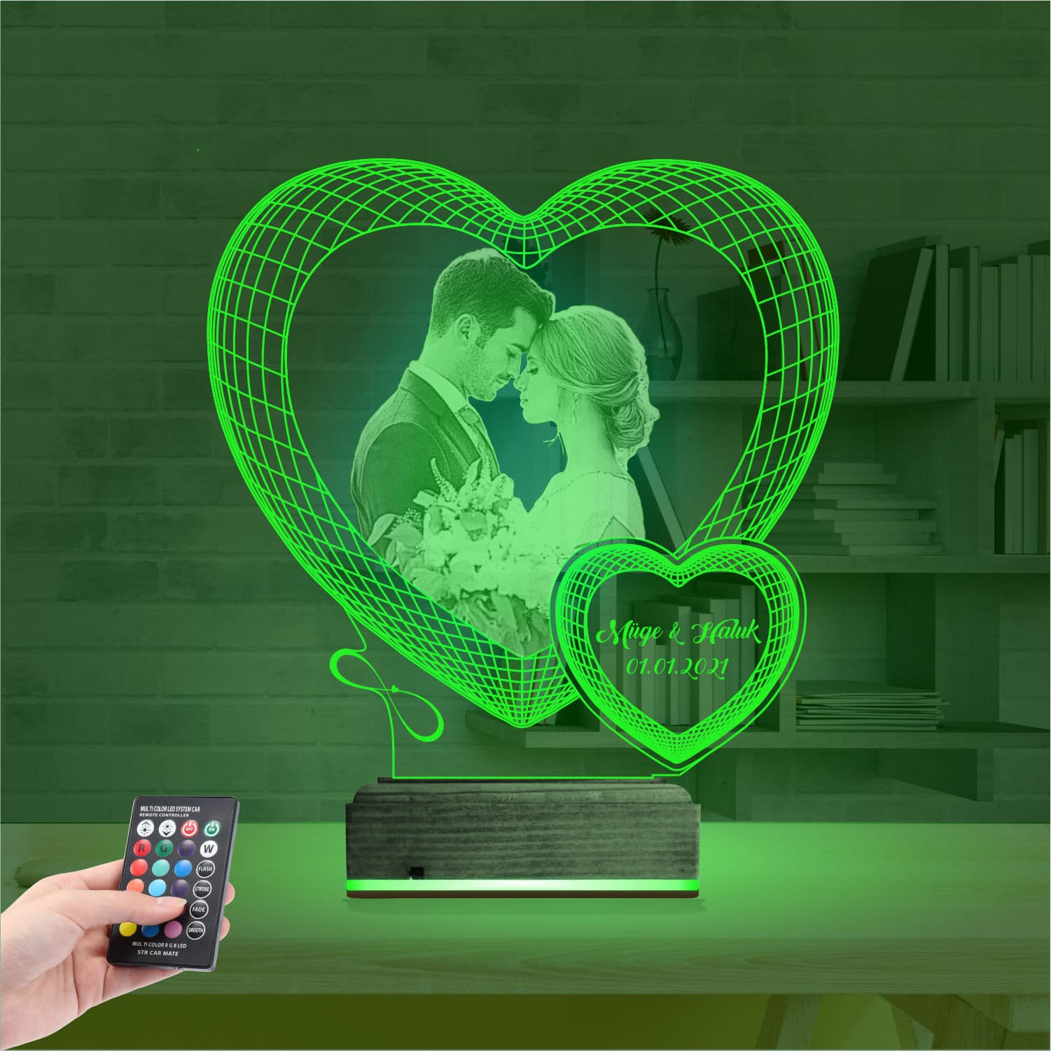 Пара в сердце — 3D LED Ночник | Подарок на годовщину 6