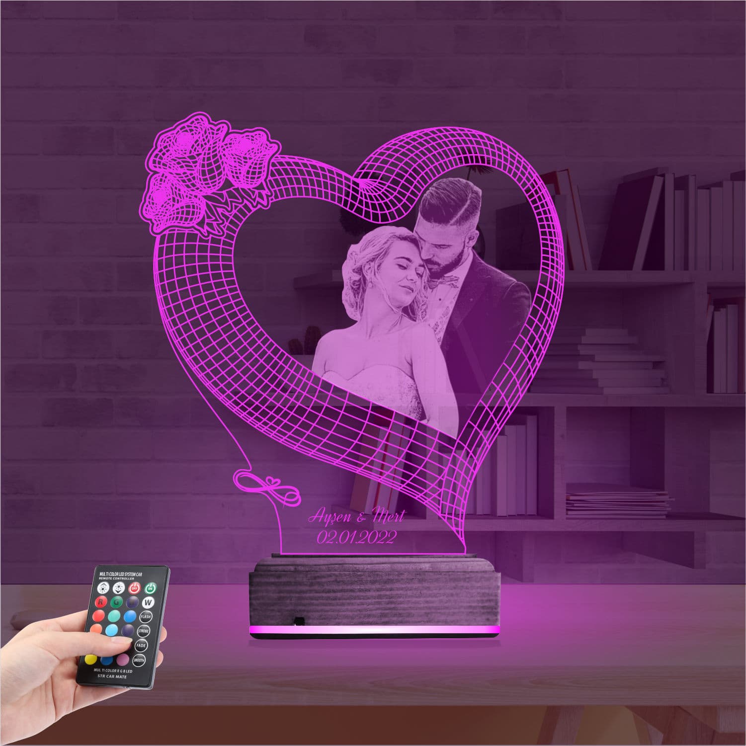 Сердце с фото и именами — 3D LED Ночник | Подарок на годовщину 4