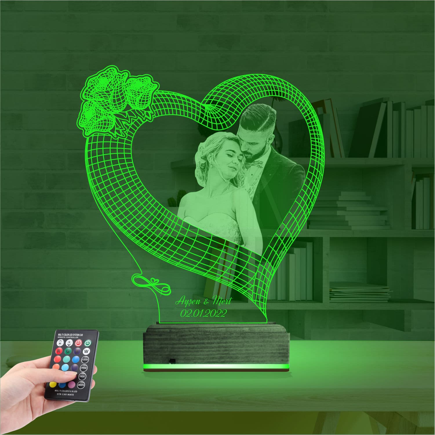 Сердце с фото и именами — 3D LED Ночник | Подарок на годовщину 6