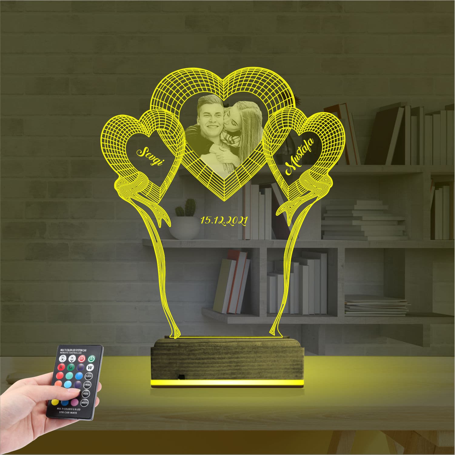Сердца с фото и именами — 3D LED Ночник | Подарок на годовщину 5
