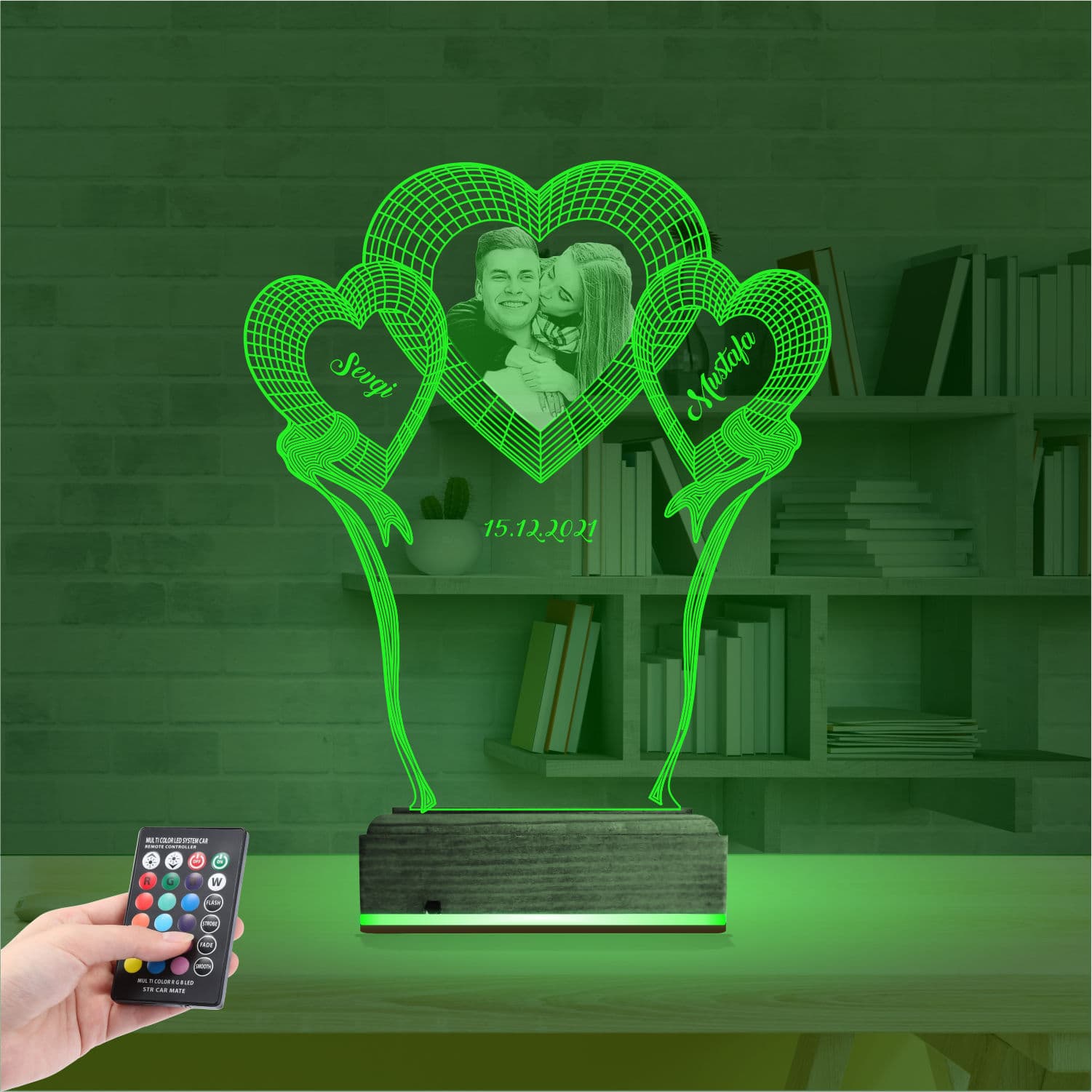Сердца с фото и именами — 3D LED Ночник | Подарок на годовщину 6