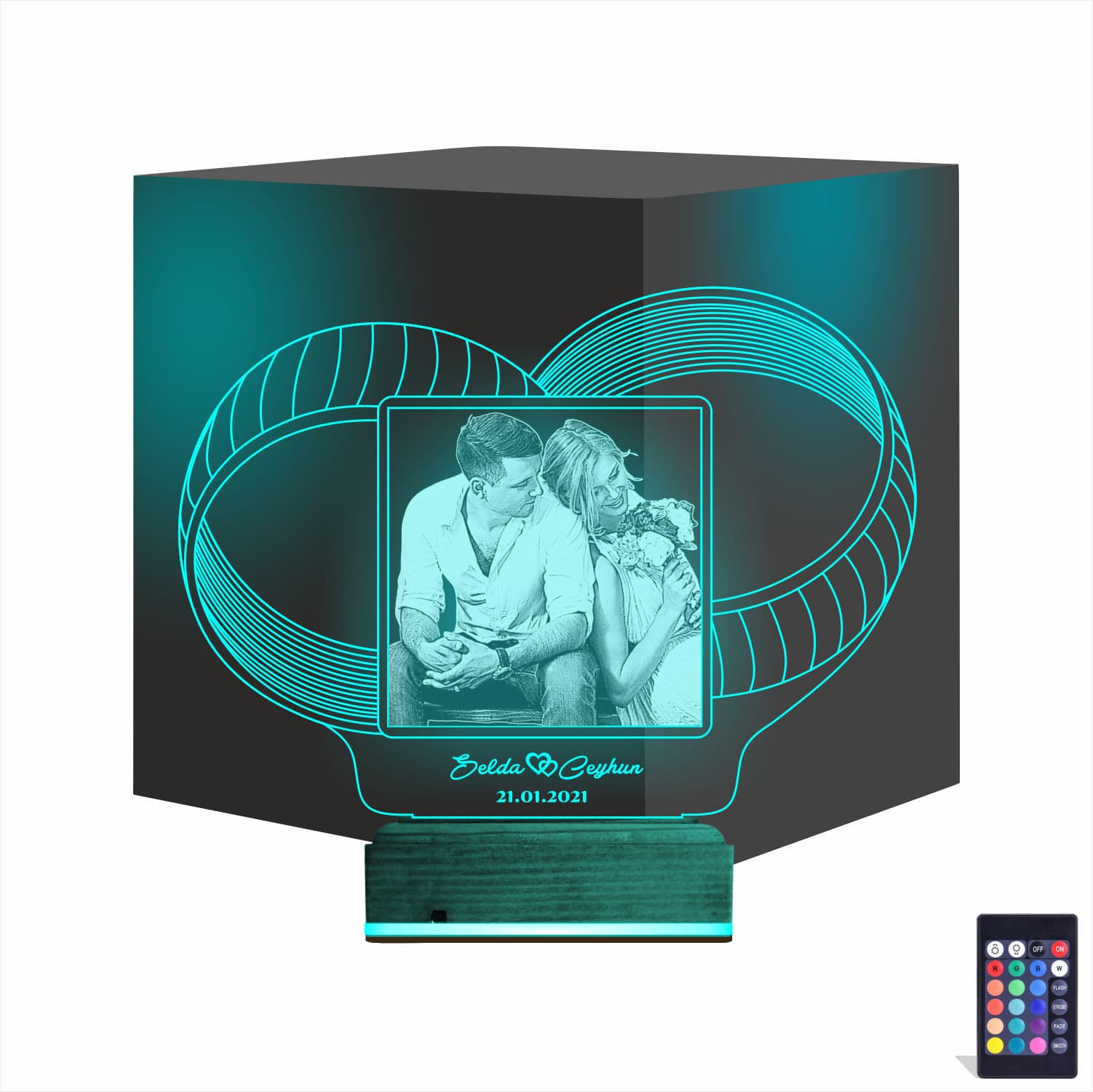 Кольца с фото и именами 3D Ночник 1