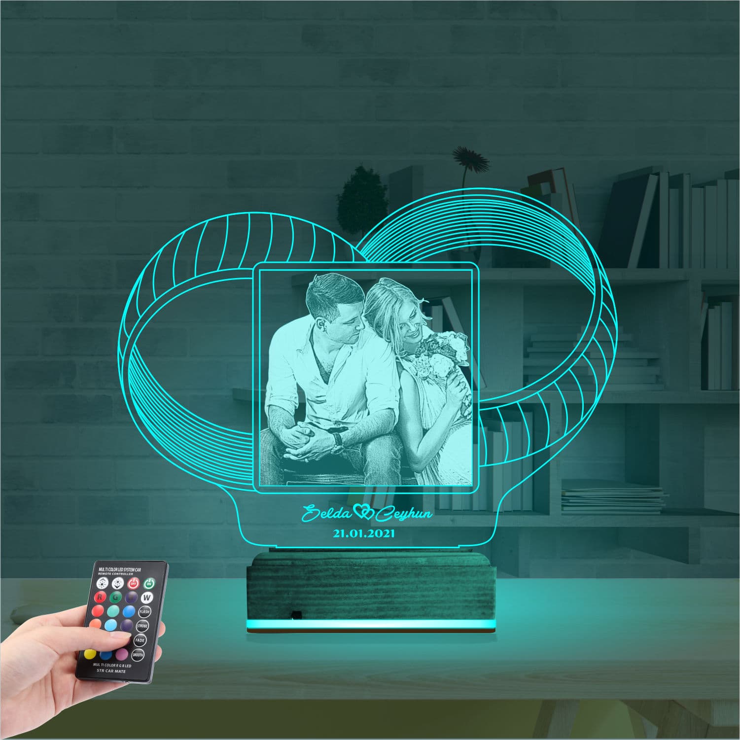 Кольца с фото и именами 3D Ночник 3