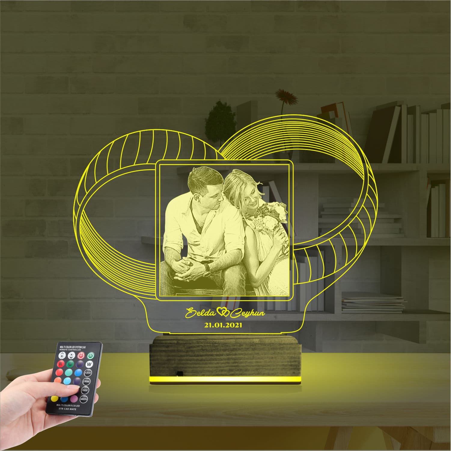 Кольца с фото и именами 3D Ночник 5