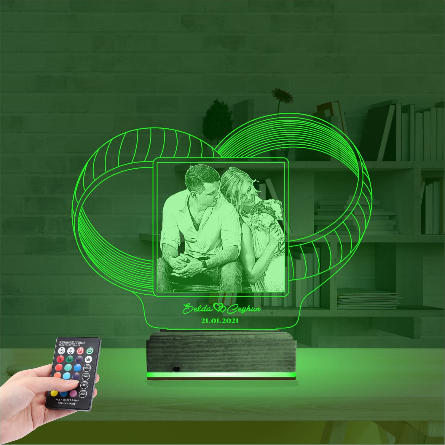 Кольца с фото и именами 3D Ночник 6