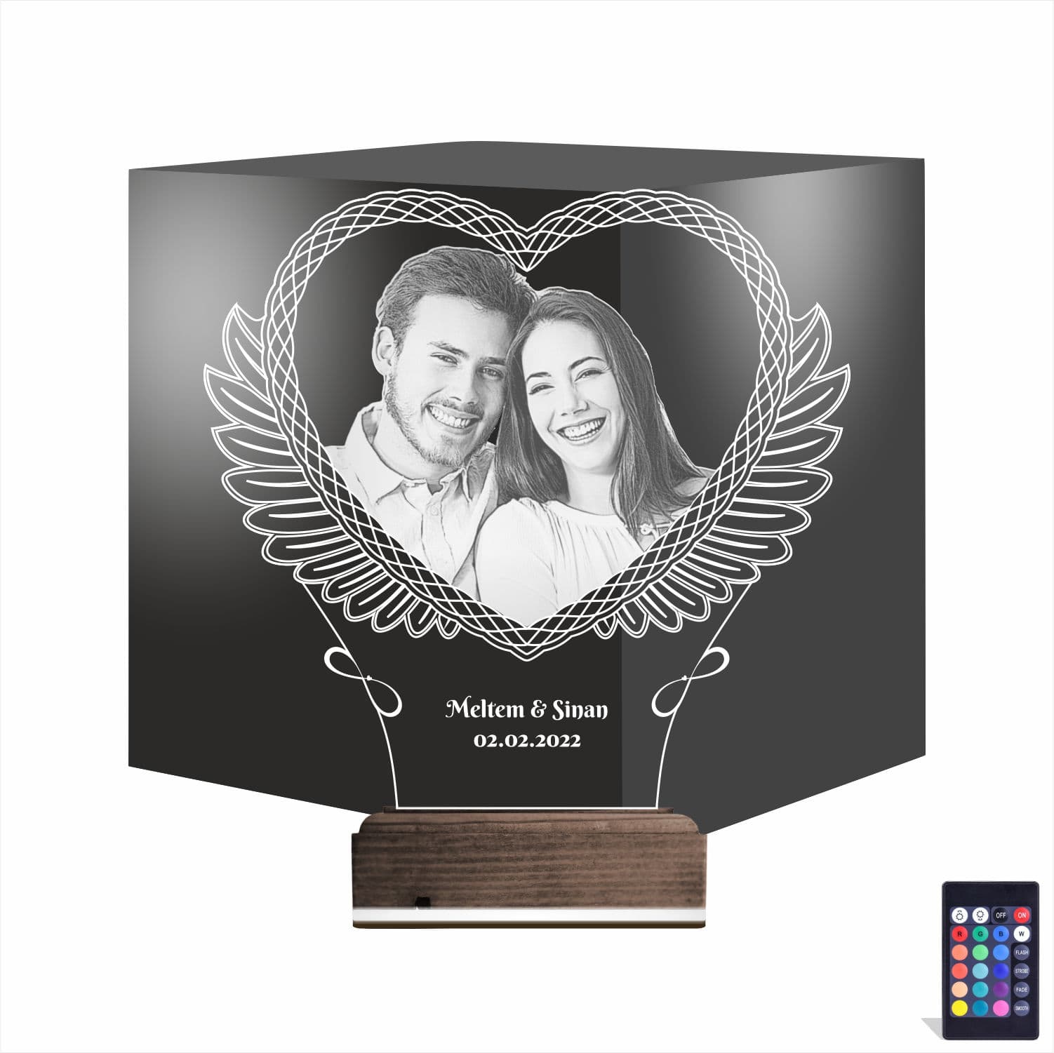 Сердце с Вашим Фото 3D Ночник 1