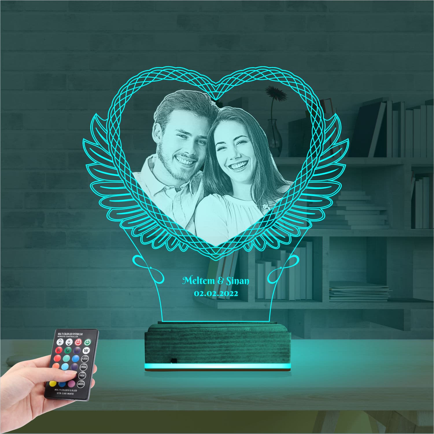 Сердце с Вашим Фото 3D Ночник 3