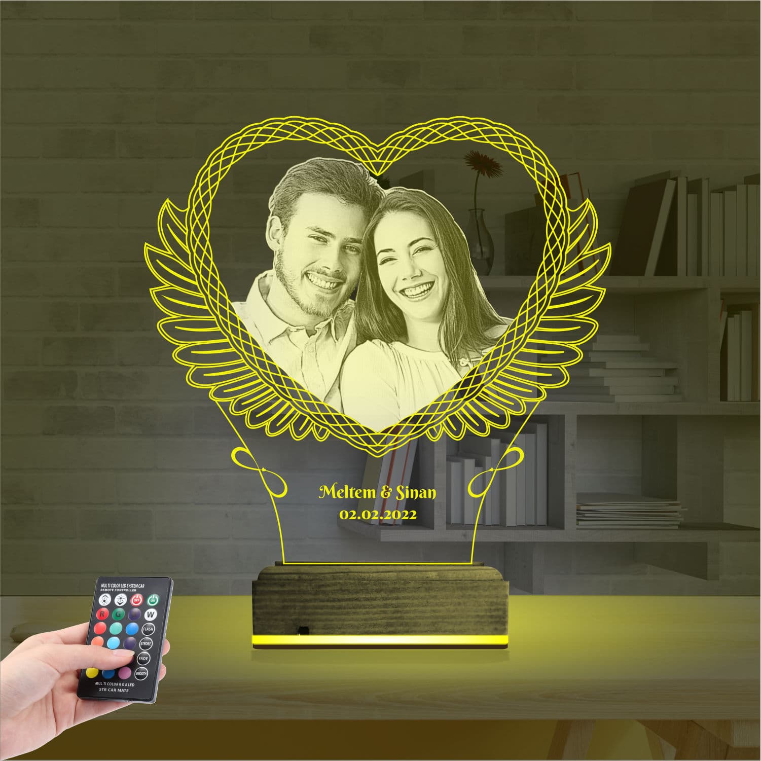 Сердце с Вашим Фото 3D Ночник 5