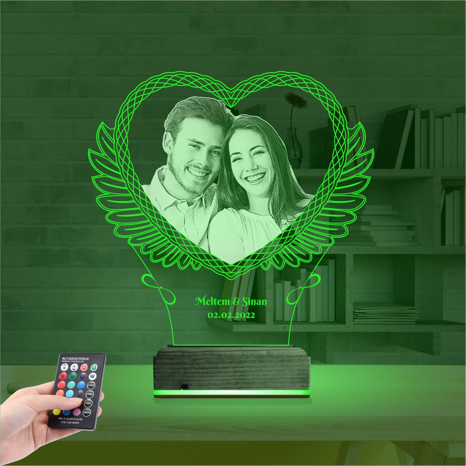 Сердце с Вашим Фото 3D Ночник 6