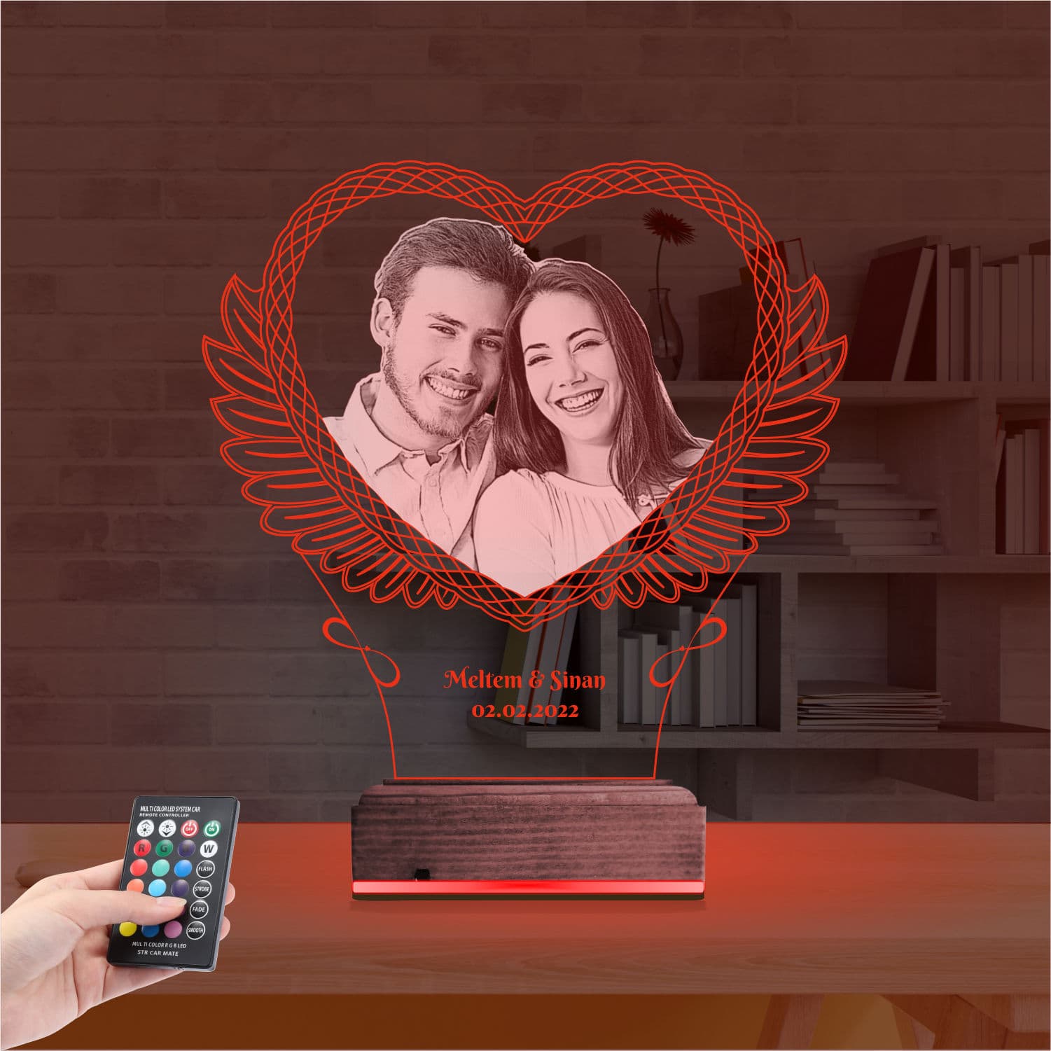 Сердце с Вашим Фото 3D Ночник 7