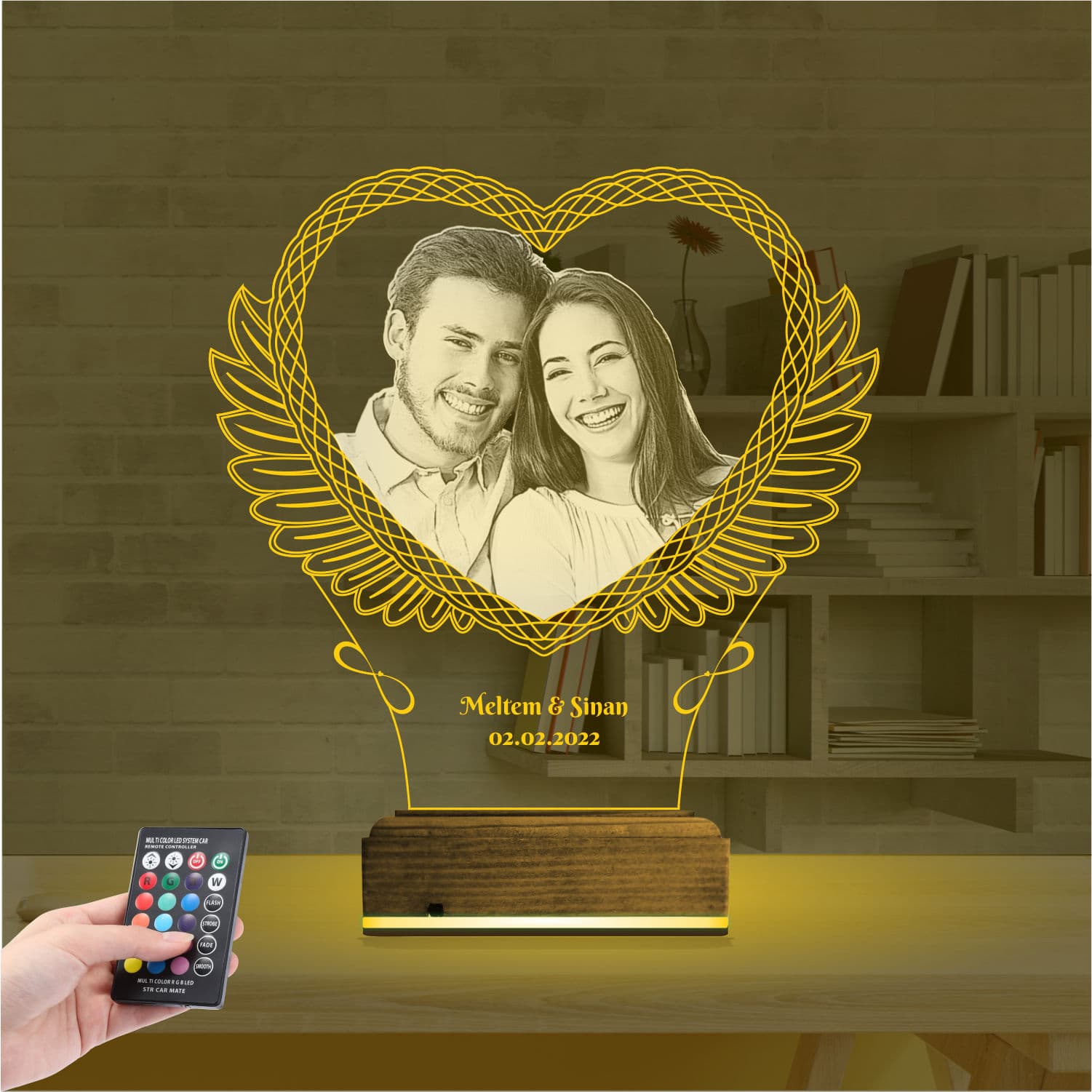 Сердце с Вашим Фото 3D Ночник 8