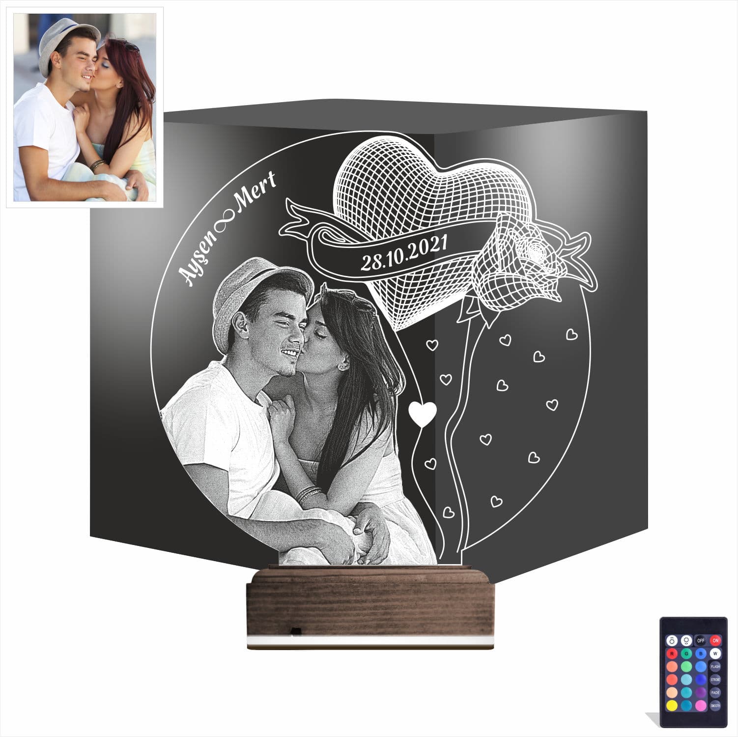 Пара и Сердце — 3D LED Ночник | Подарок на годовщину 1