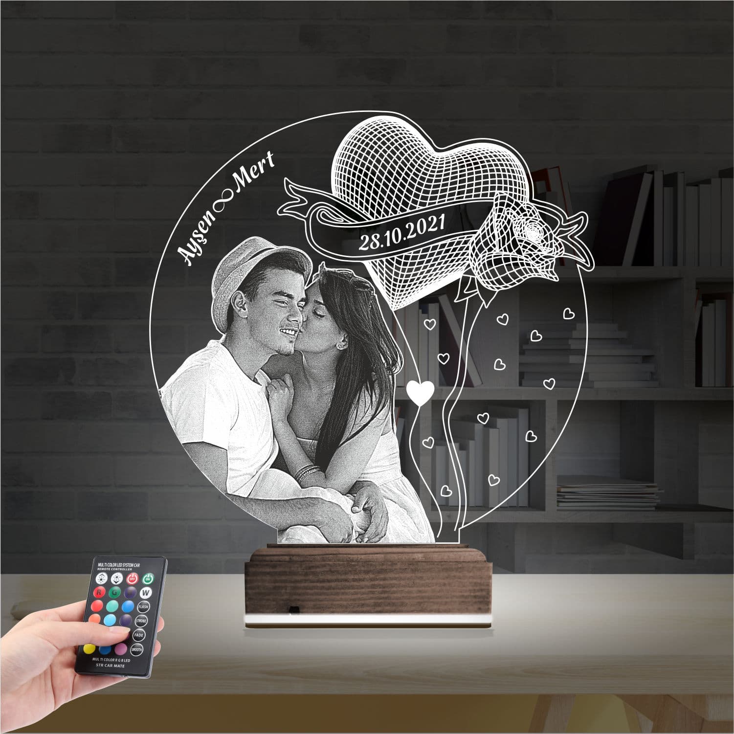 Пара и Сердце — 3D LED Ночник | Подарок на годовщину 2