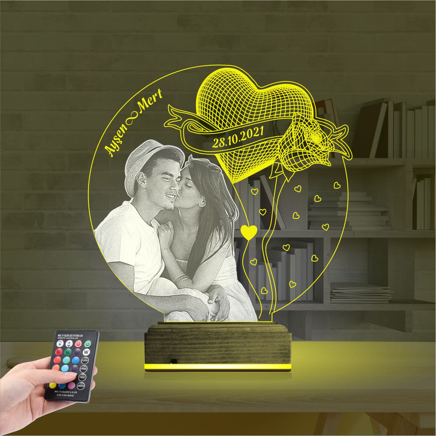 Пара и Сердце — 3D LED Ночник | Подарок на годовщину 5