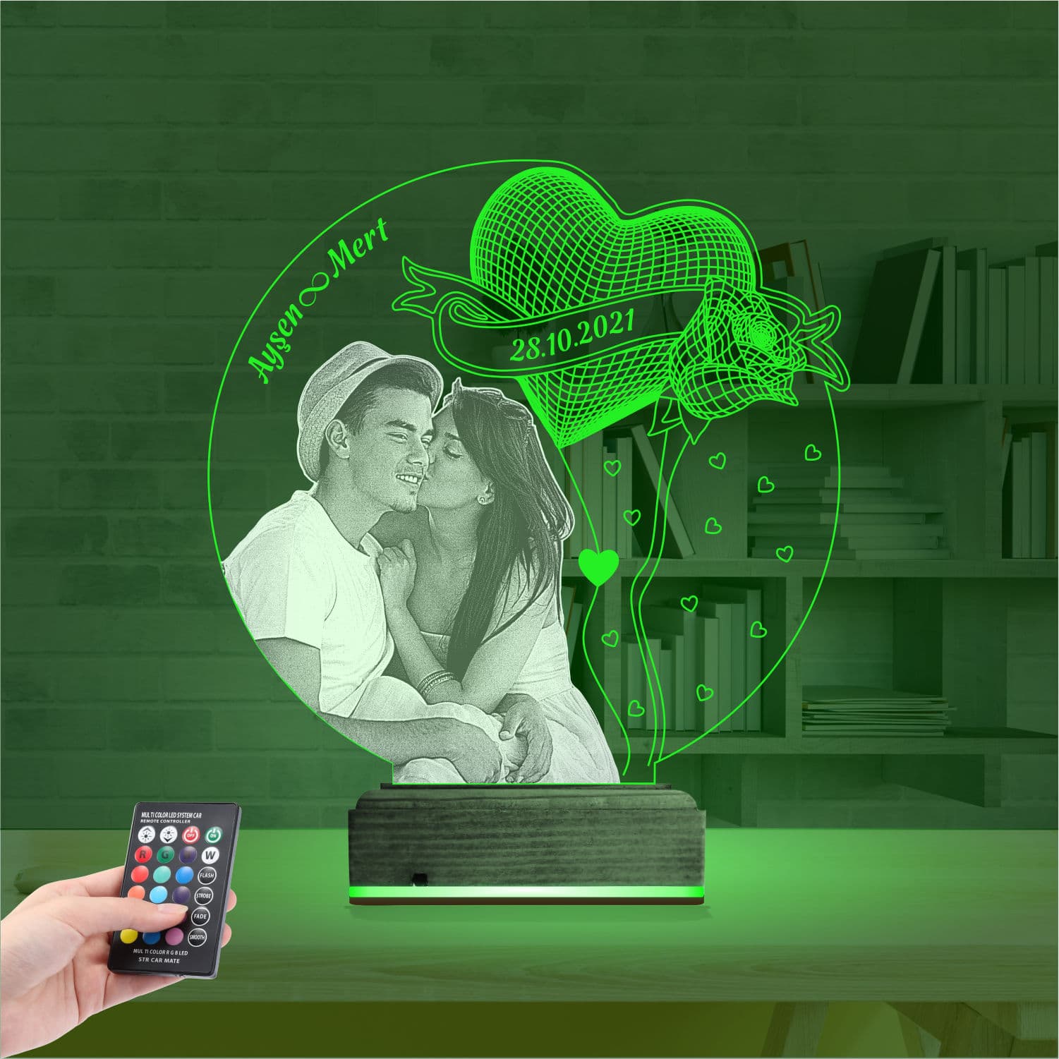 Пара и Сердце — 3D LED Ночник | Подарок на годовщину 6