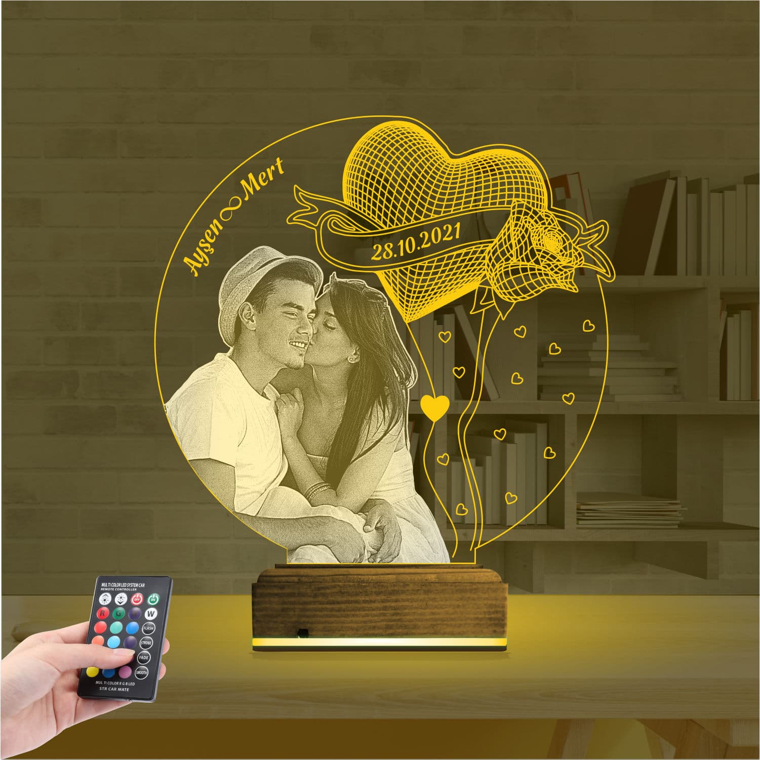 Пара и Сердце — 3D LED Ночник | Подарок на годовщину 8