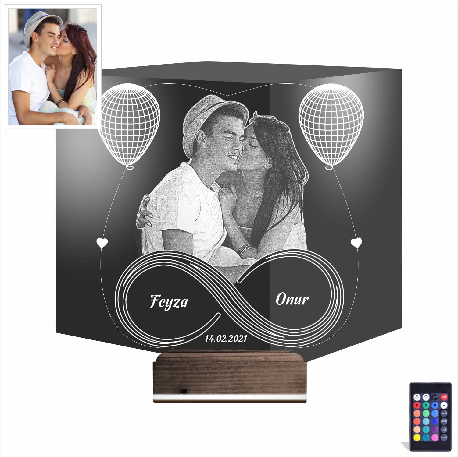 Влюбленная пара с бесконечностью — 3D LED Ночник | Подарок любимым 1