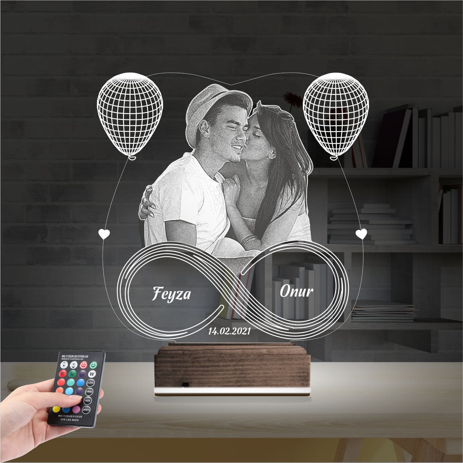 Влюбленная пара с бесконечностью — 3D LED Ночник | Подарок любимым 2