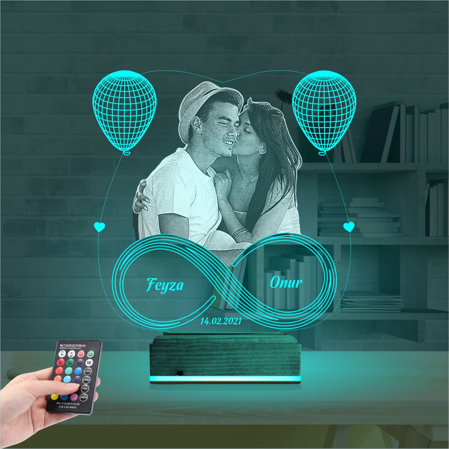 Влюбленная пара с бесконечностью — 3D LED Ночник | Подарок любимым 3