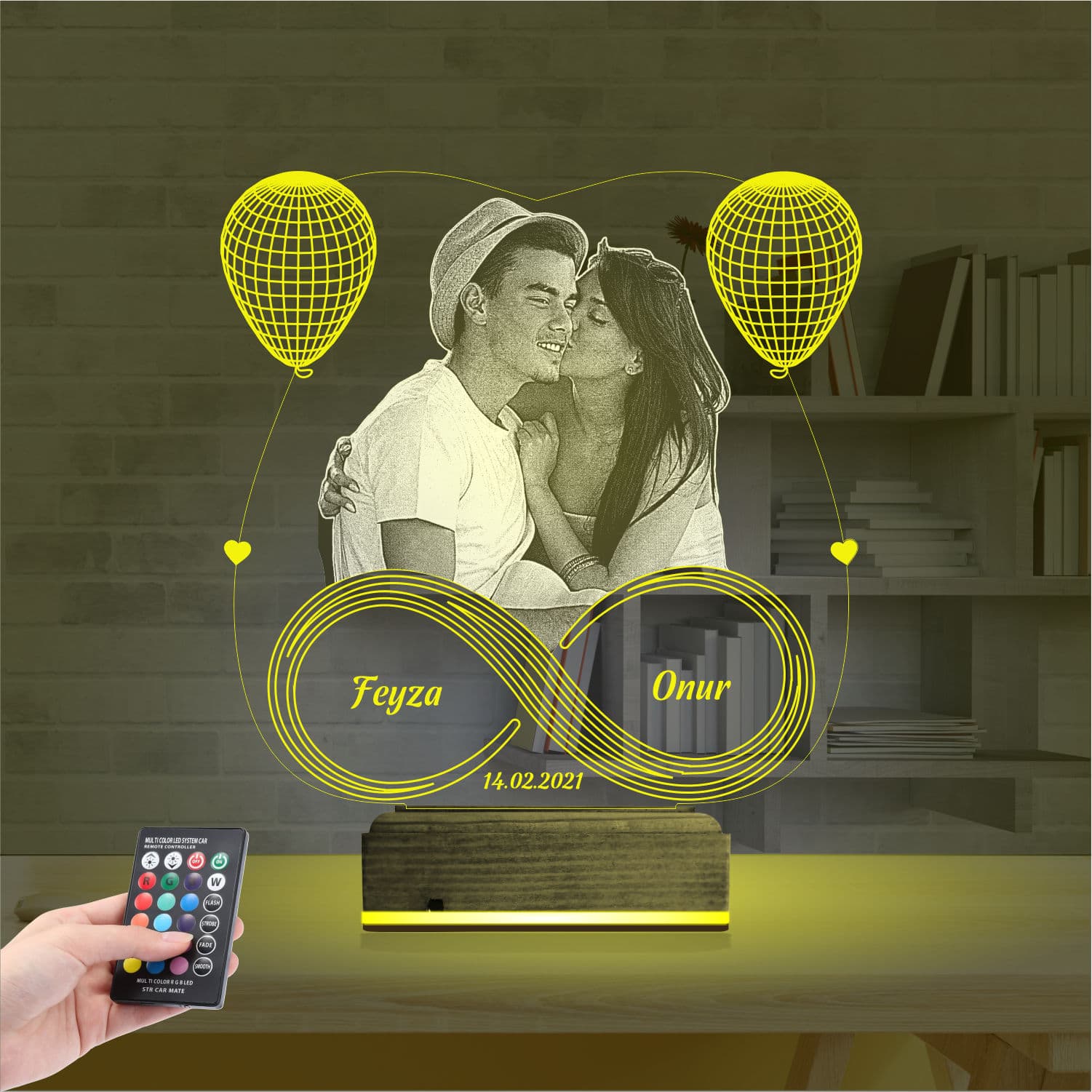 Влюбленная пара с бесконечностью — 3D LED Ночник | Подарок любимым 5