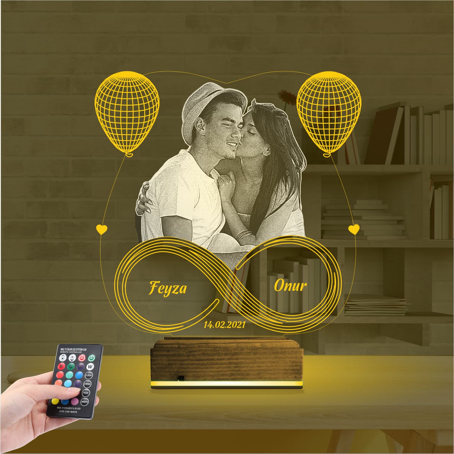 Влюбленная пара с бесконечностью — 3D LED Ночник | Подарок любимым 8