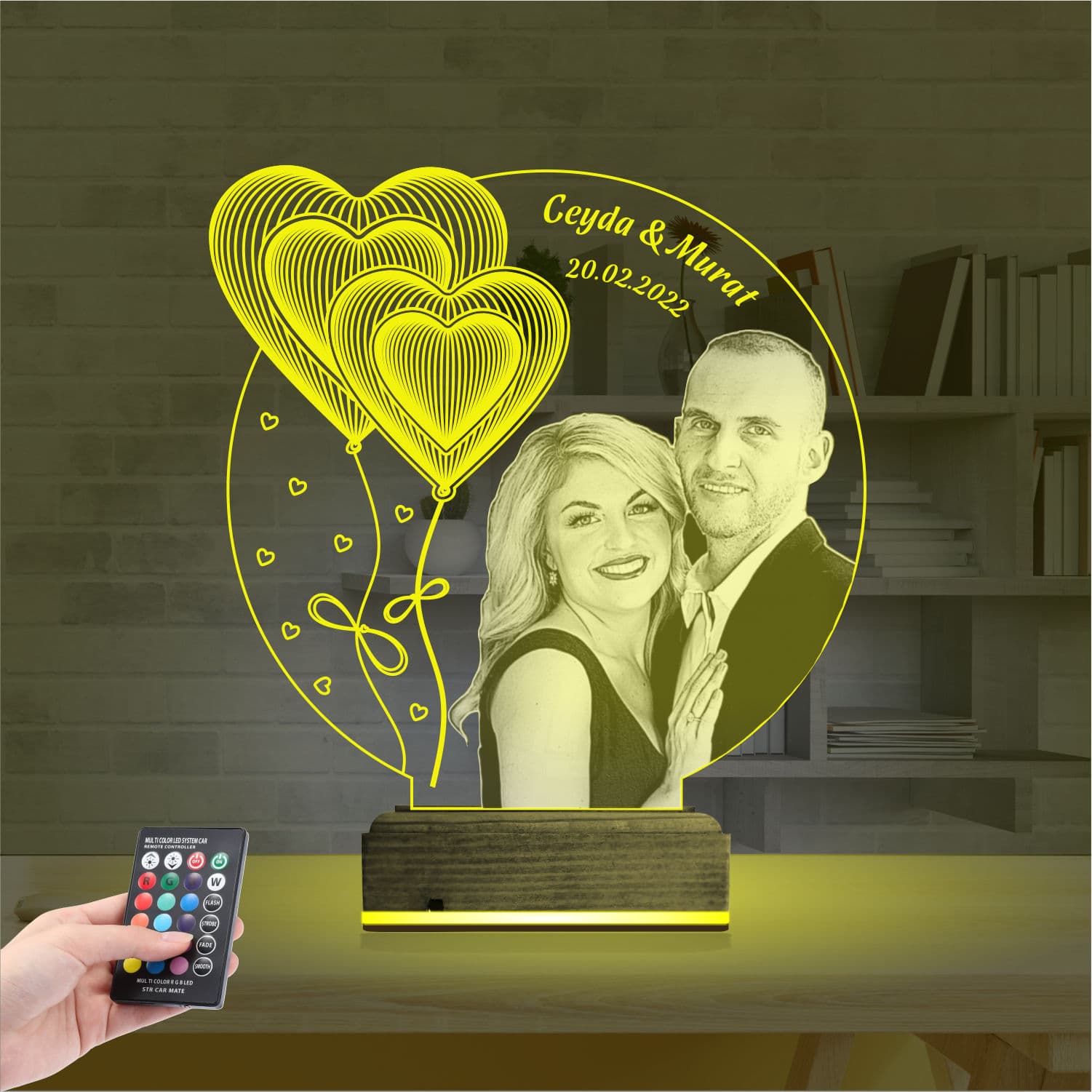 Пара с сердцами по фото 3D Ночник 5