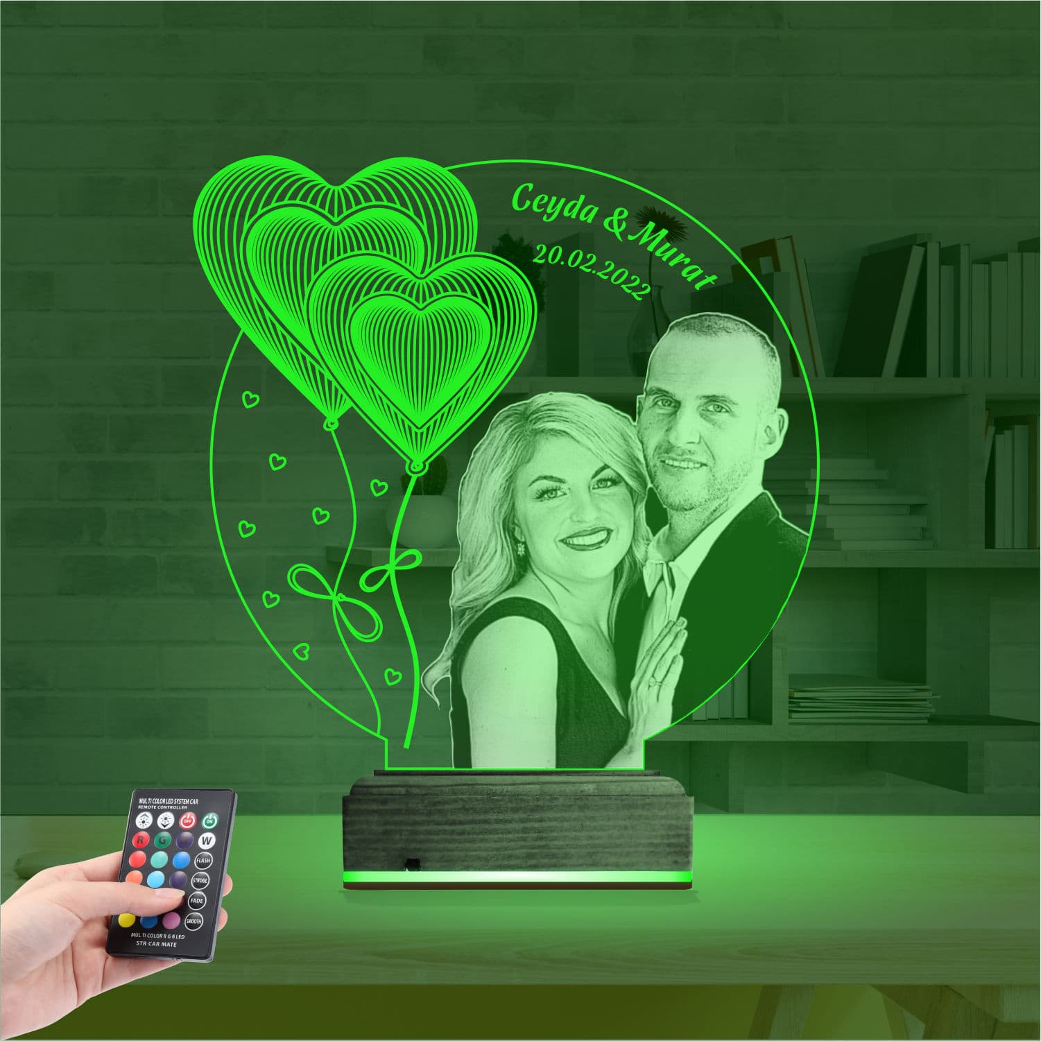 Пара с сердцами по фото 3D Ночник 6