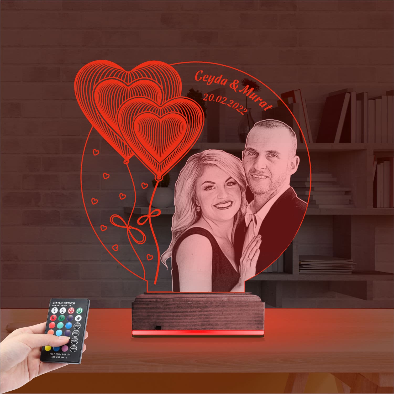 Пара с сердцами по фото 3D Ночник 7