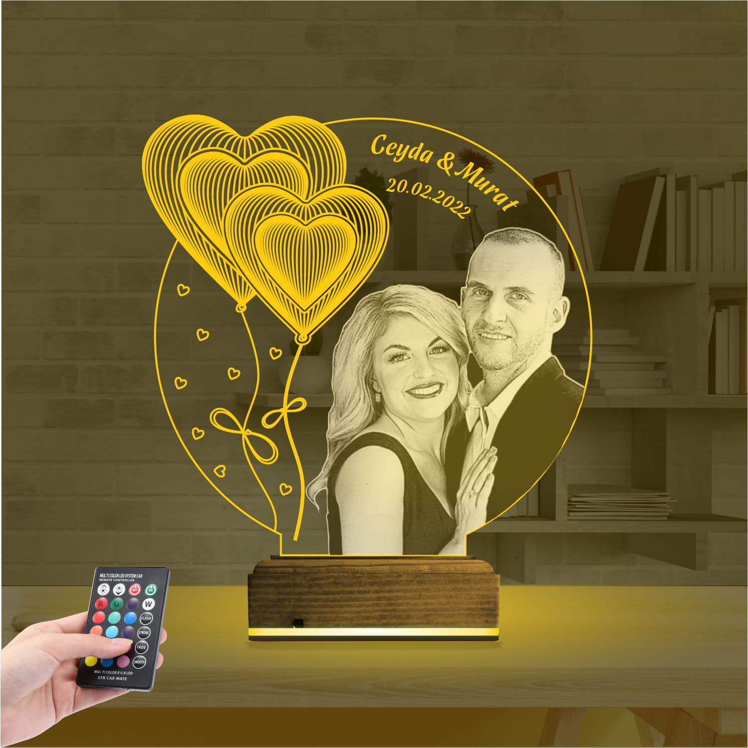 Пара с сердцами по фото 3D Ночник 8