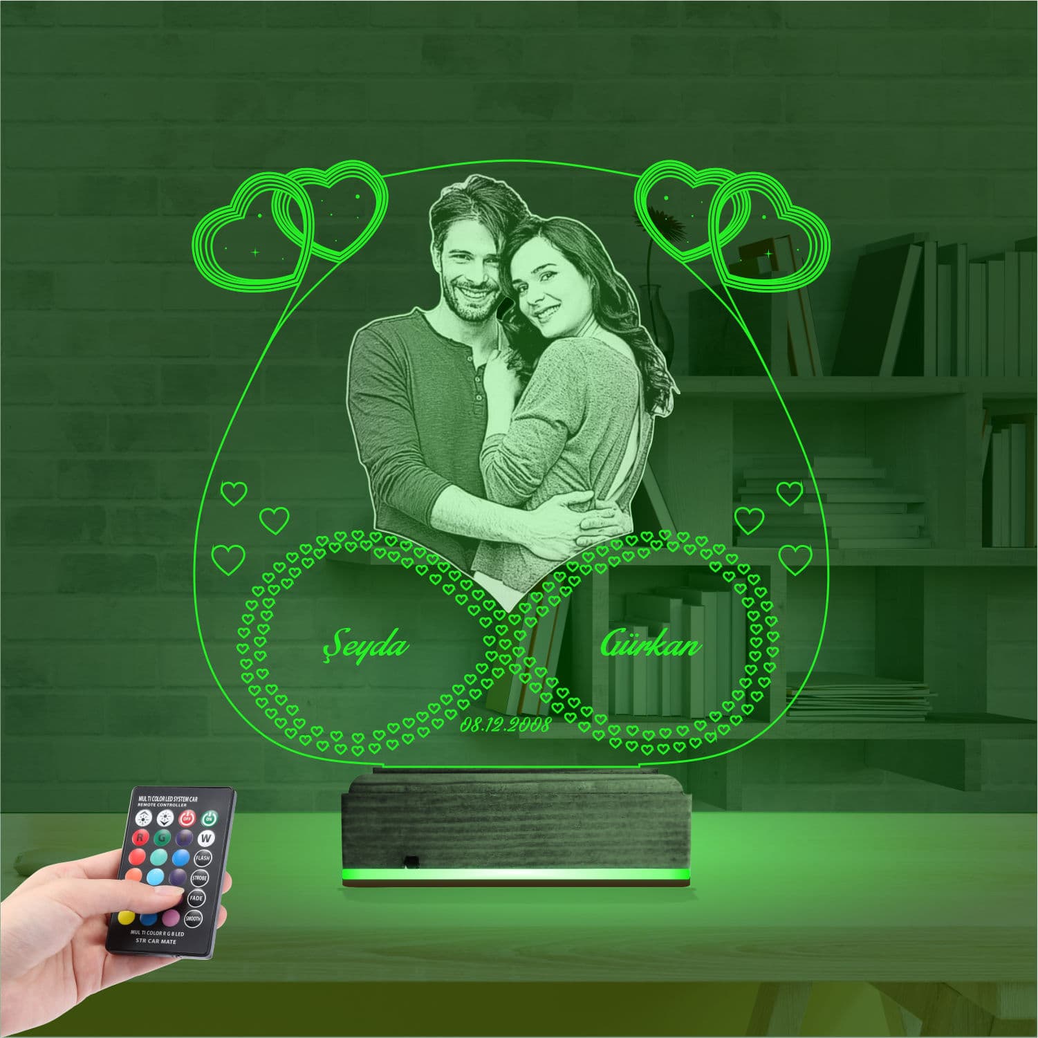 Пара с именами и фото — 3D LED Ночник | Подарок на годовщину 6