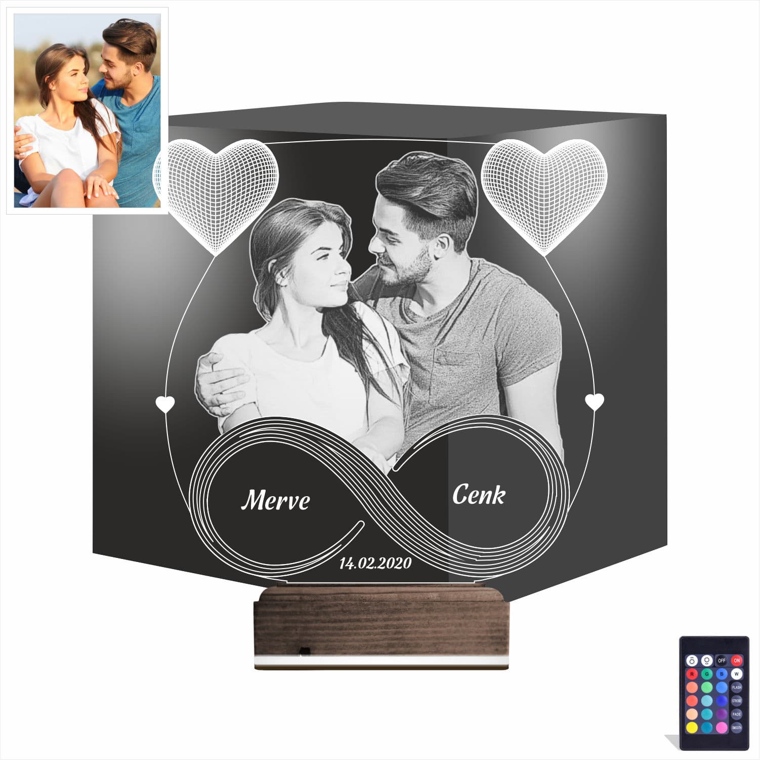Пара и Бесконечность — 3D LED Ночник | Подарок на годовщину 1