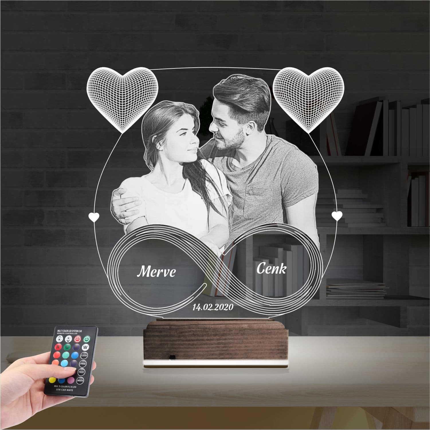 Пара и Бесконечность — 3D LED Ночник | Подарок на годовщину 2